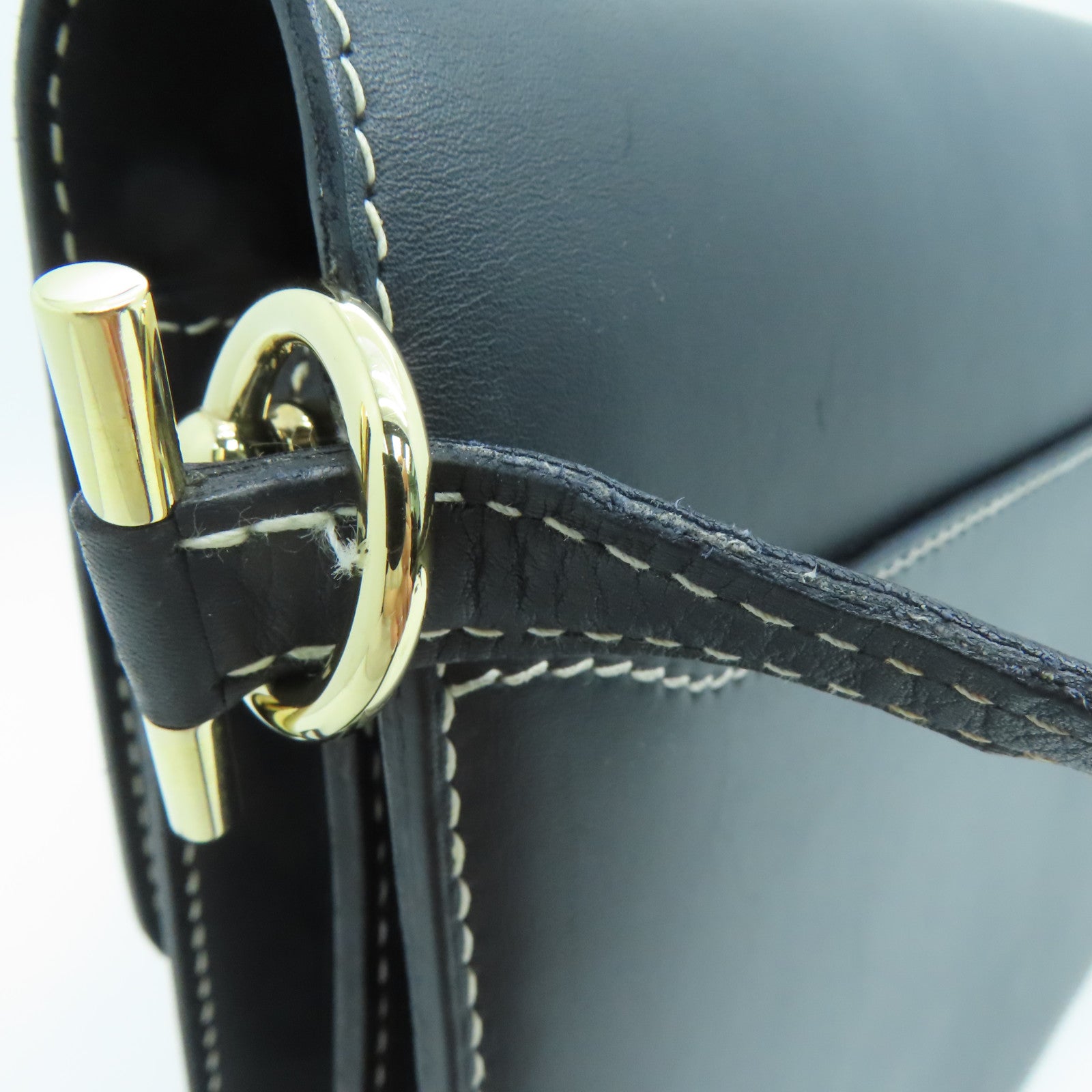 HERMES Sombrero皮革Roulis 23金扣肩背袋黑色