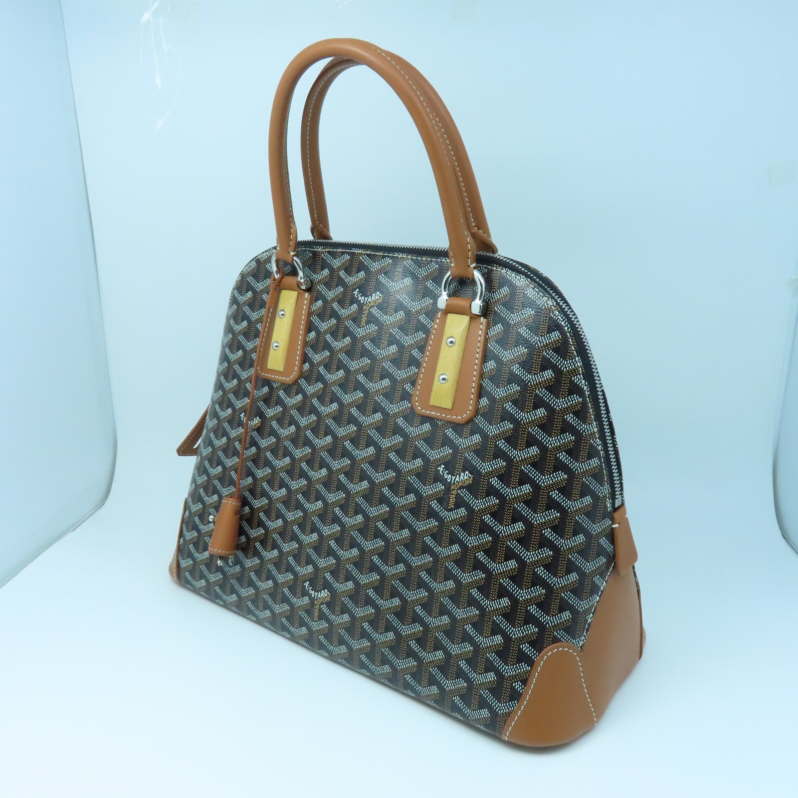 GOYARD 涂层帆布Vendome银扣手挽袋黑色/啡色
