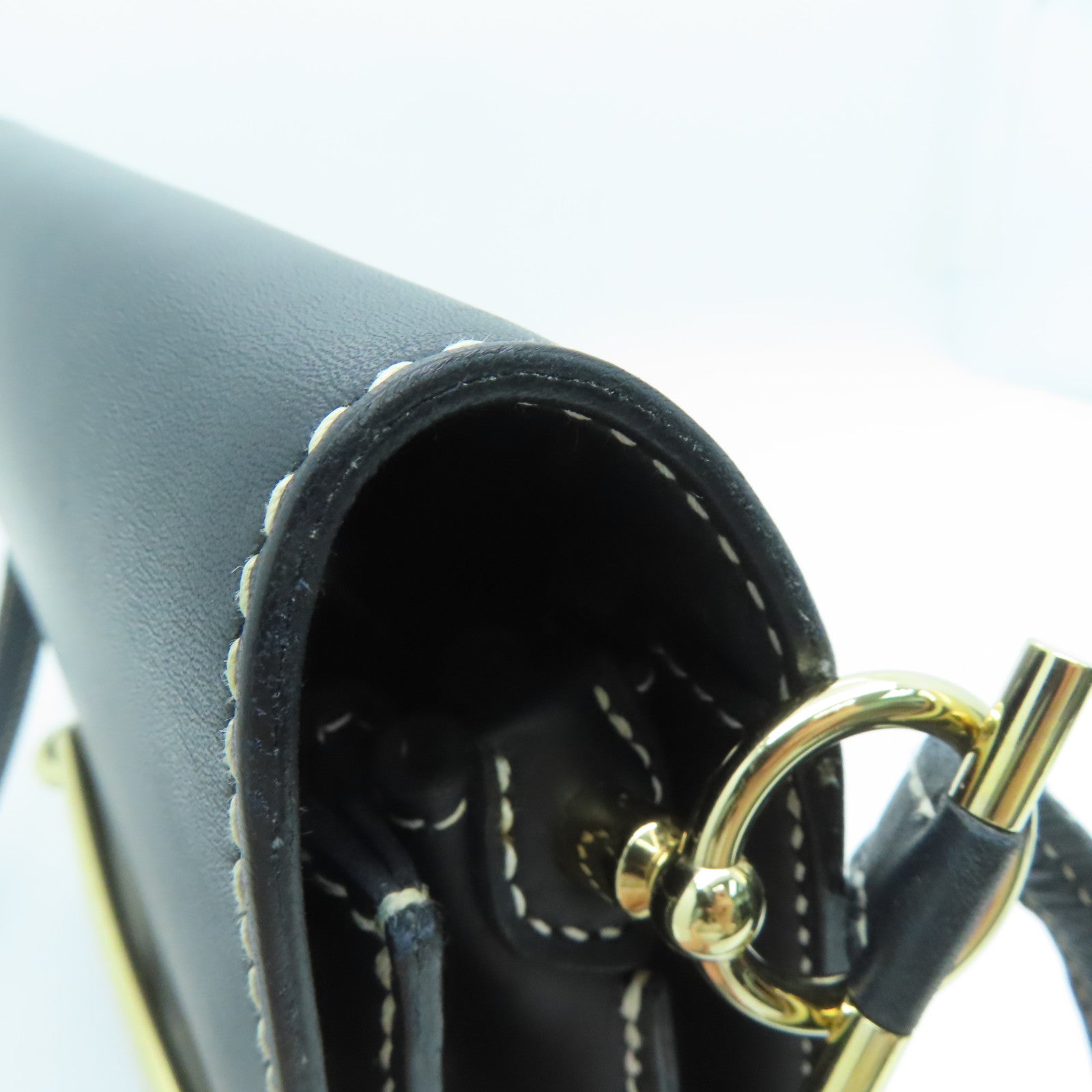 HERMES Sombrero皮革Roulis 23金扣肩背袋黑色