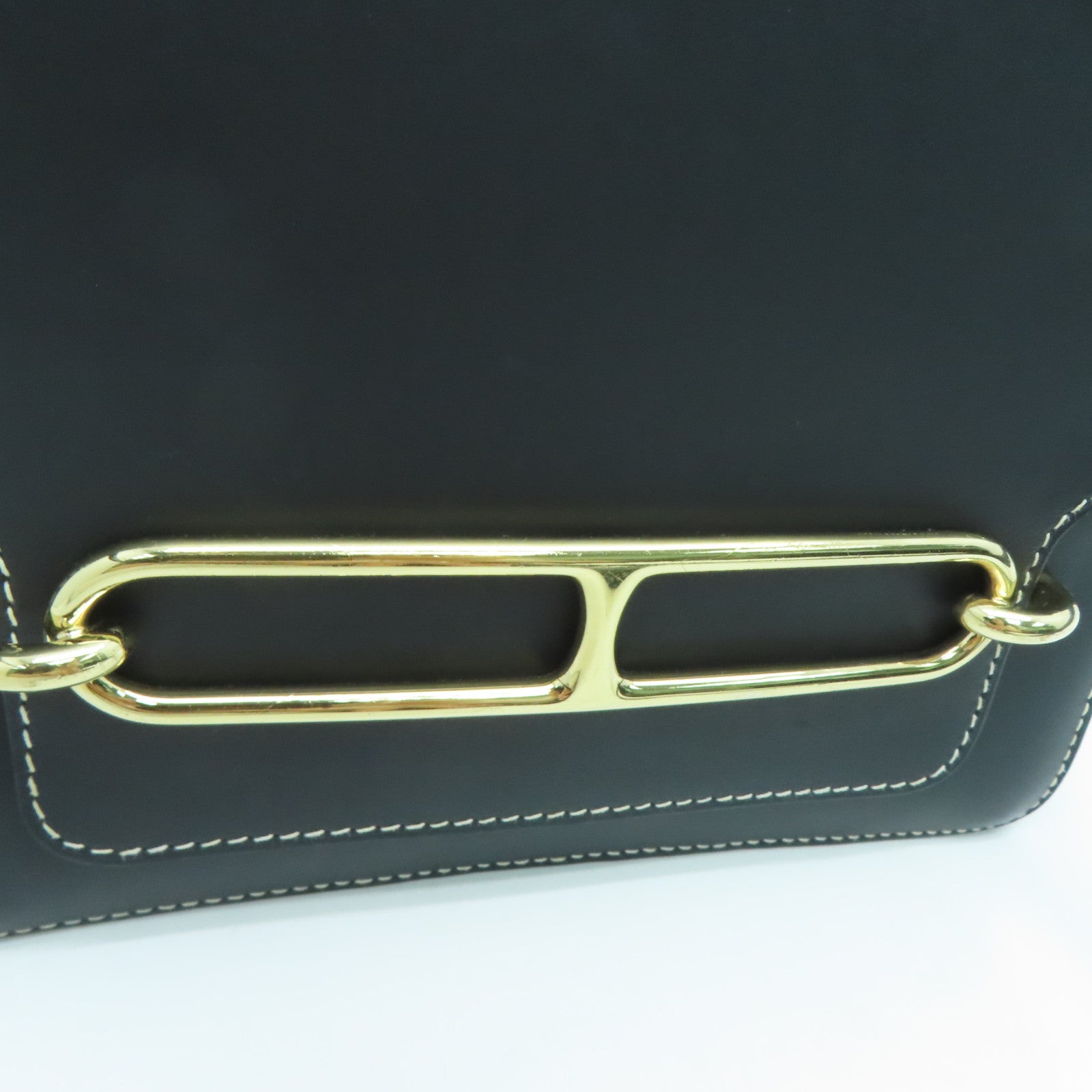 HERMES Sombrero皮革Roulis 23金扣肩背袋黑色