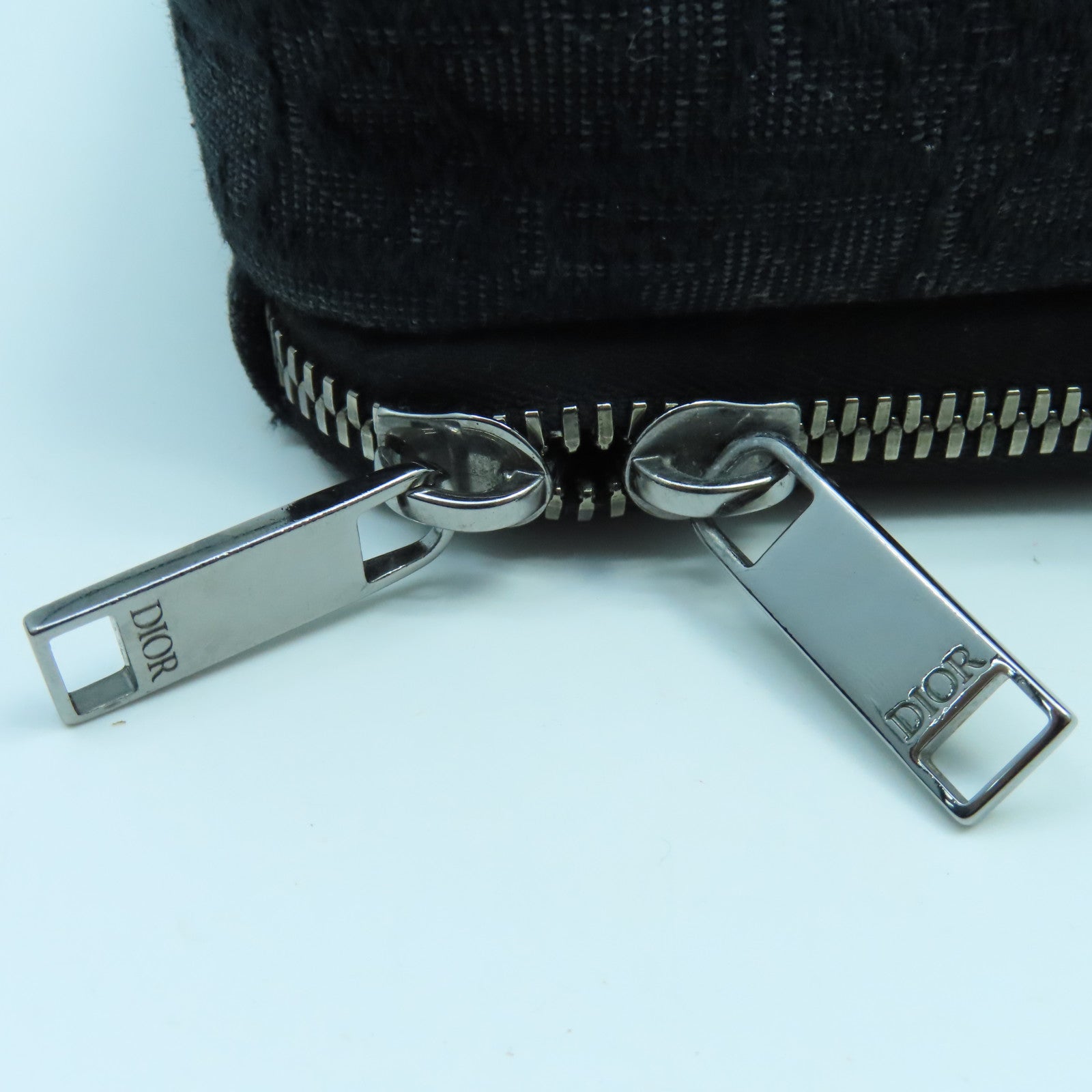 Dior Canvas Pouch With Strap Silver Button Shoulder Bag Black