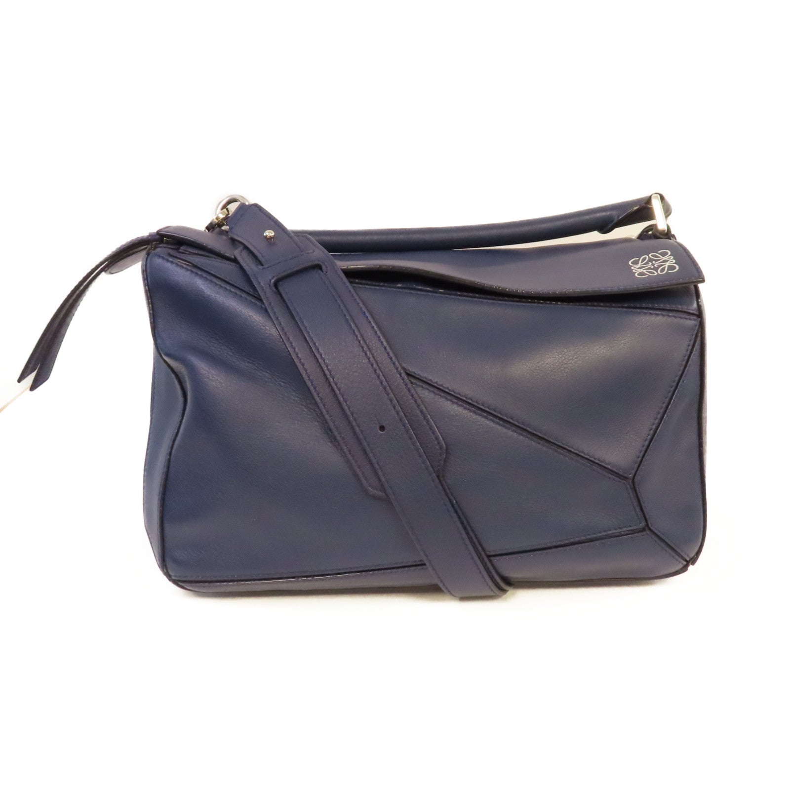 LOEWE 牛皮皮革Puzzle 2Way Shoulder Bag手挽肩背兩用袋藍色