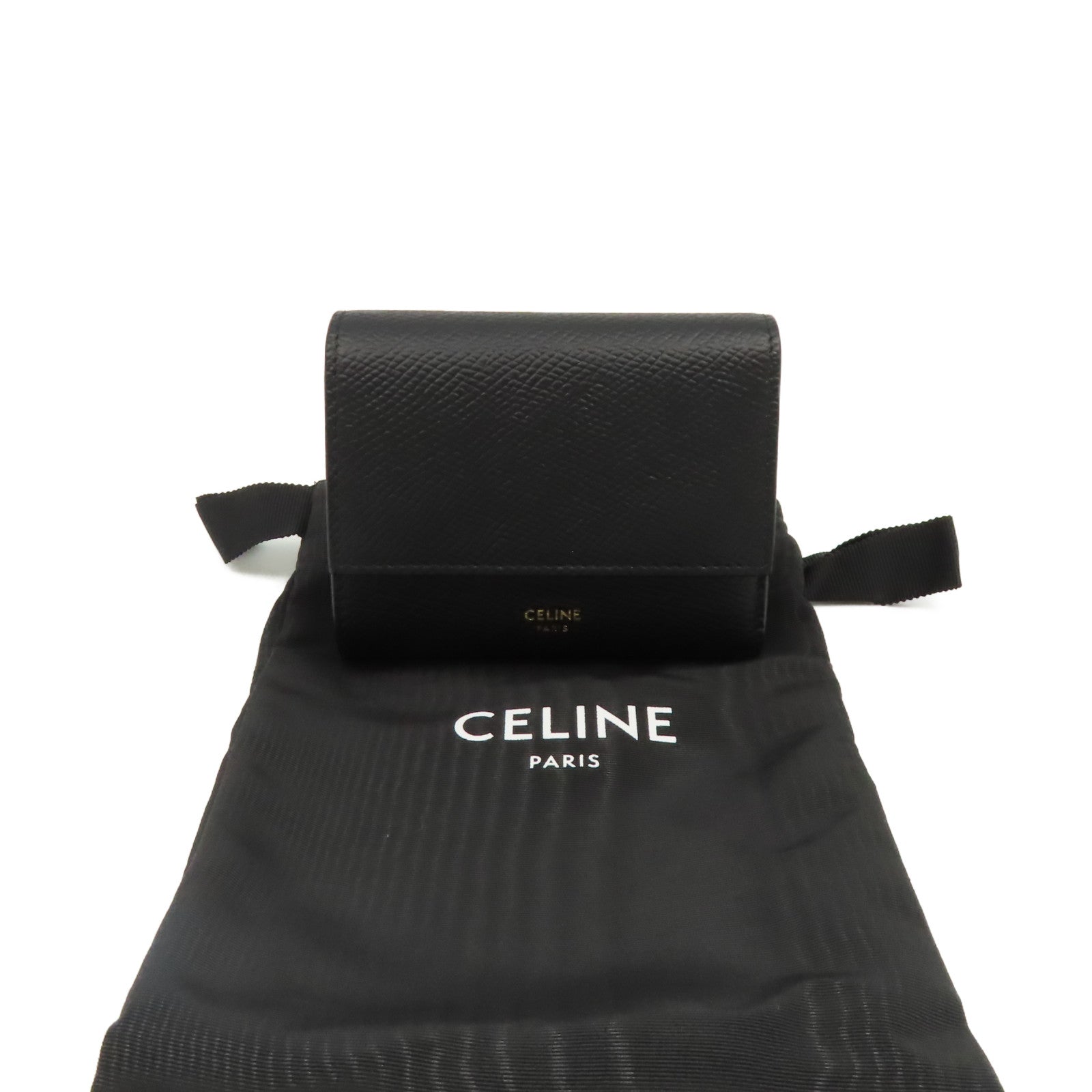 CELINE 牛皮皮革Small Trifold Wallet短钱包黑色