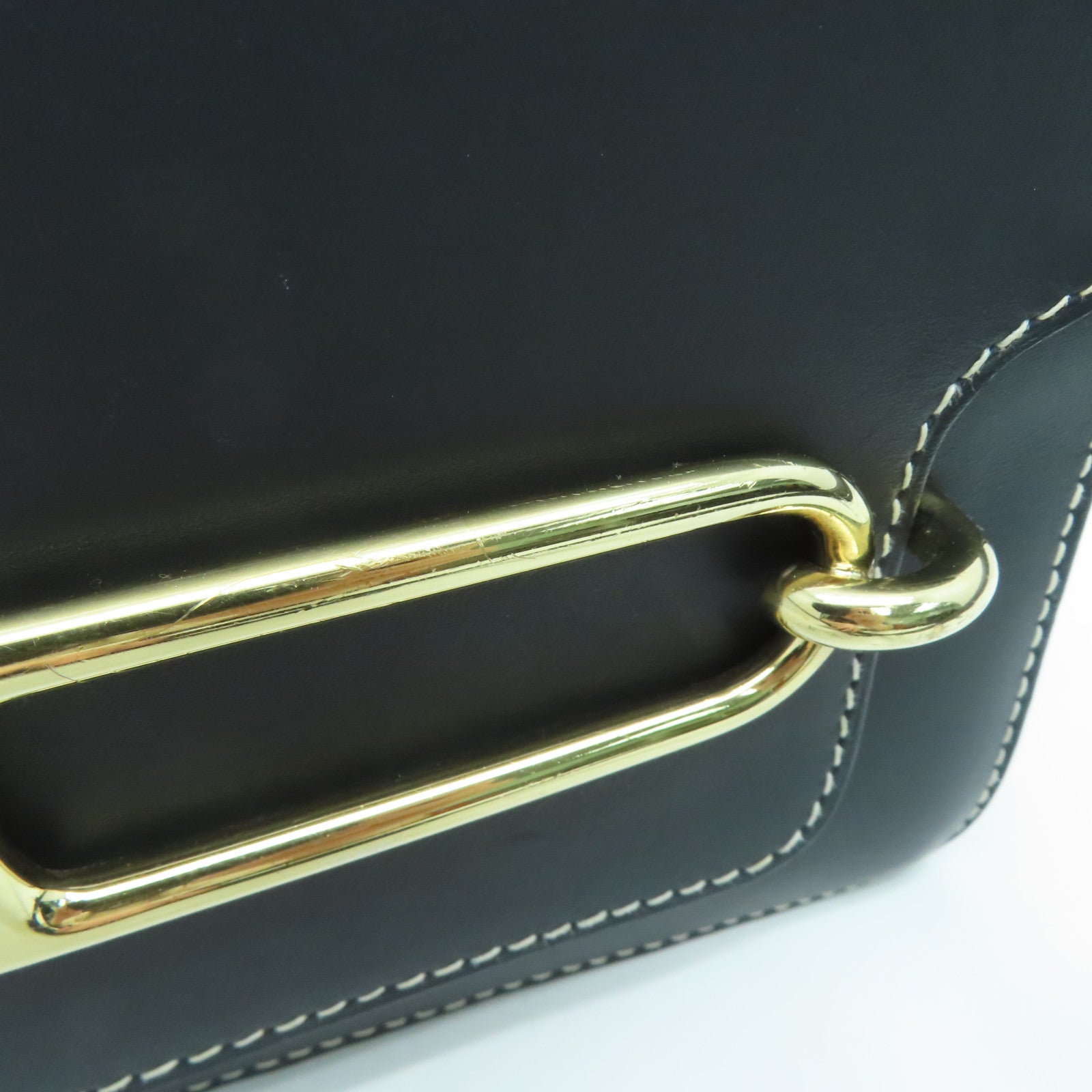 HERMES Sombrero皮革Roulis 23金扣肩背袋黑色