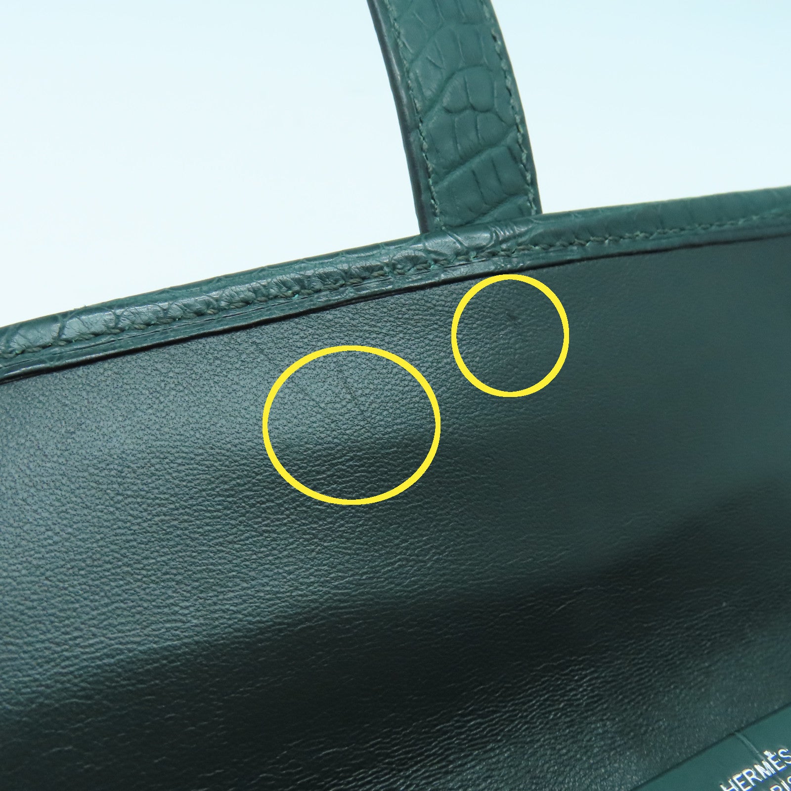 HERMES 鳄鱼皮革Jige Duo Wallet银扣长钱包绿色
