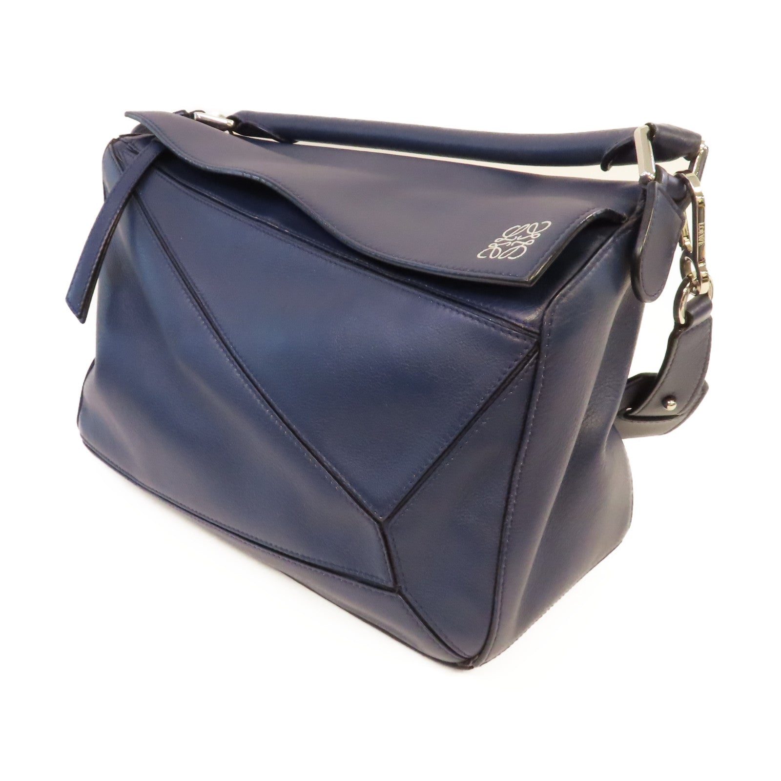 LOEWE 牛皮皮革Puzzle 2Way Shoulder Bag手挽肩背兩用袋藍色