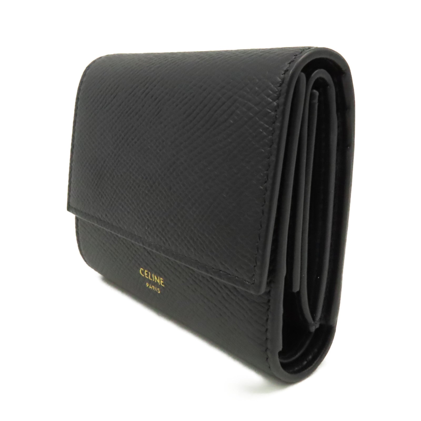 CELINE 牛皮皮革Small Trifold Wallet短钱包黑色