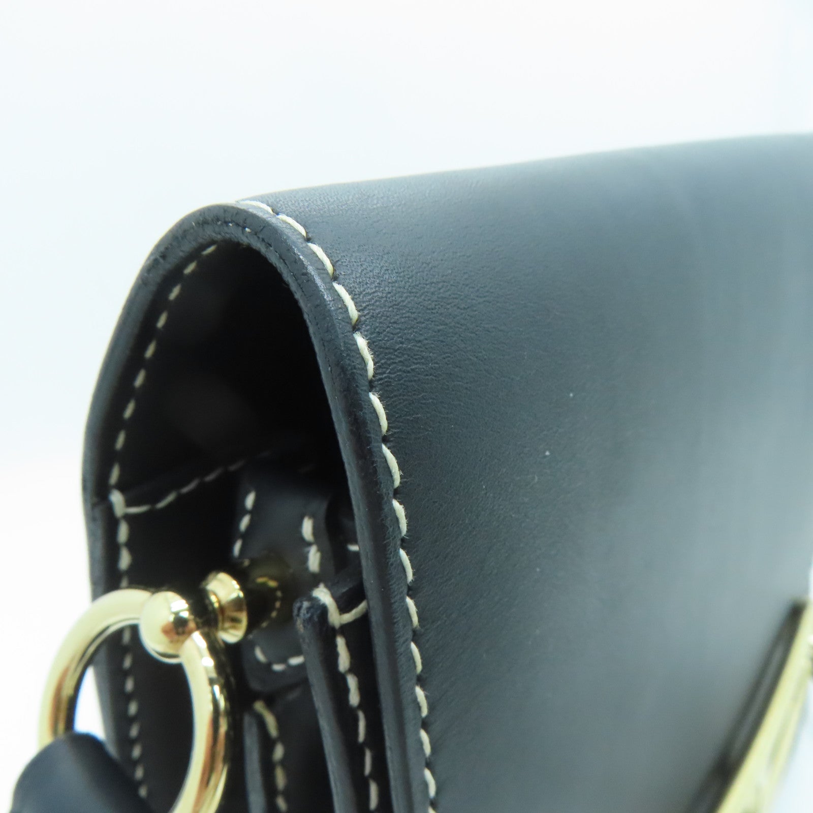 HERMES Sombrero皮革Roulis 23金扣肩背袋黑色
