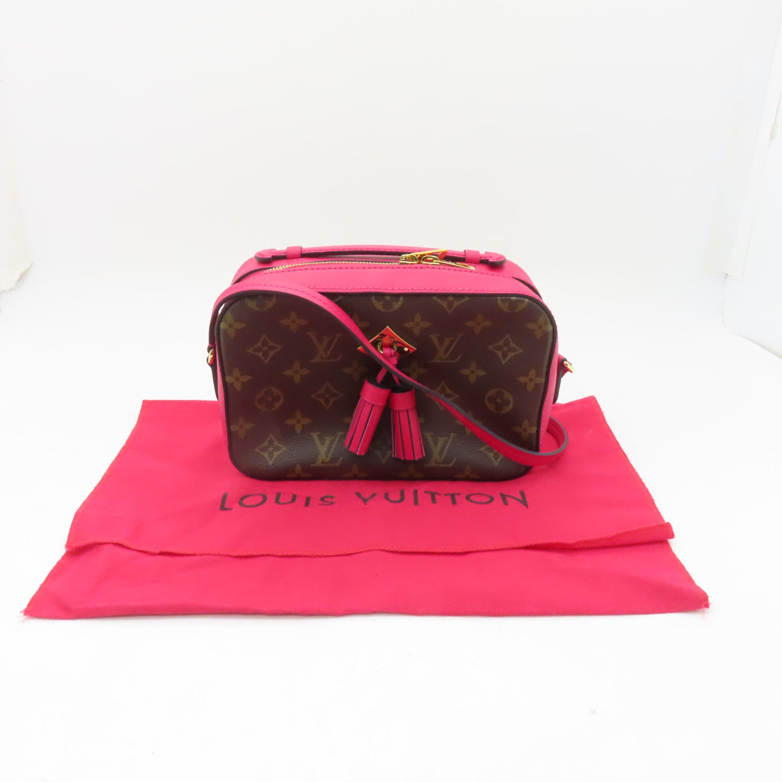 LOUIS VUITTON Monogram Saintonge金扣手挽肩背兩用袋粉紅色