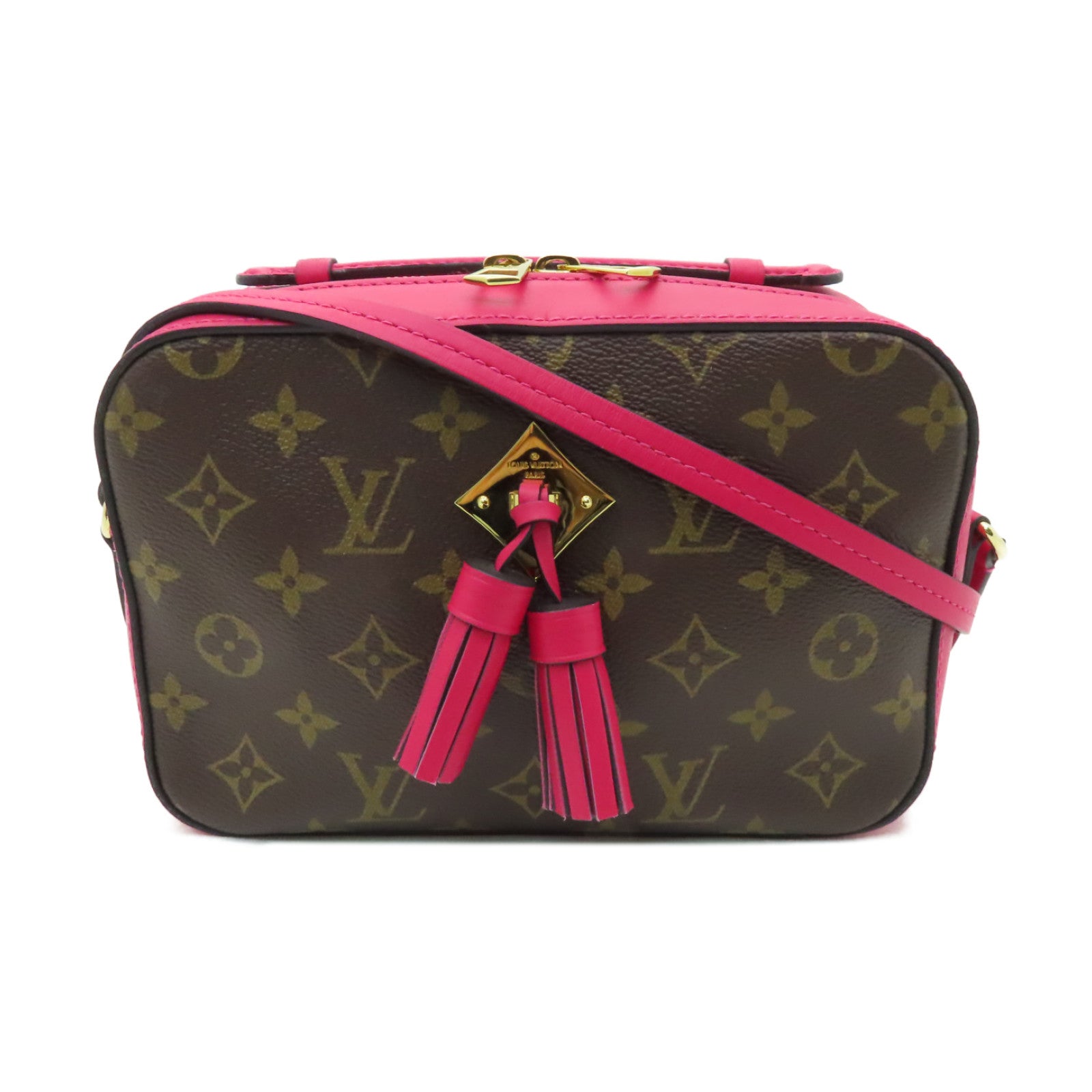 LOUIS VUITTON Monogram Saintonge金扣手挽肩背兩用袋粉紅色