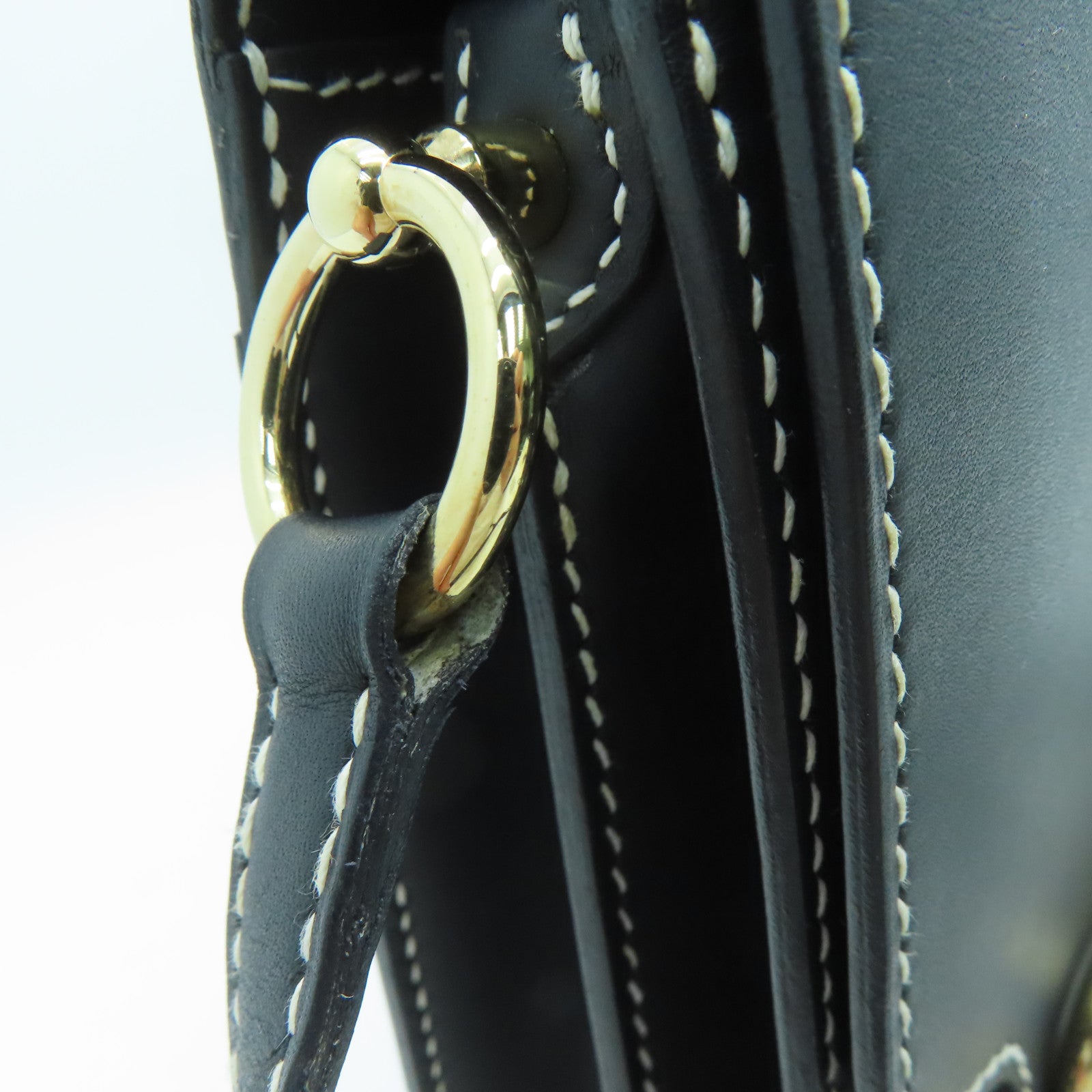 HERMES Sombrero皮革Roulis 23金扣肩背袋黑色