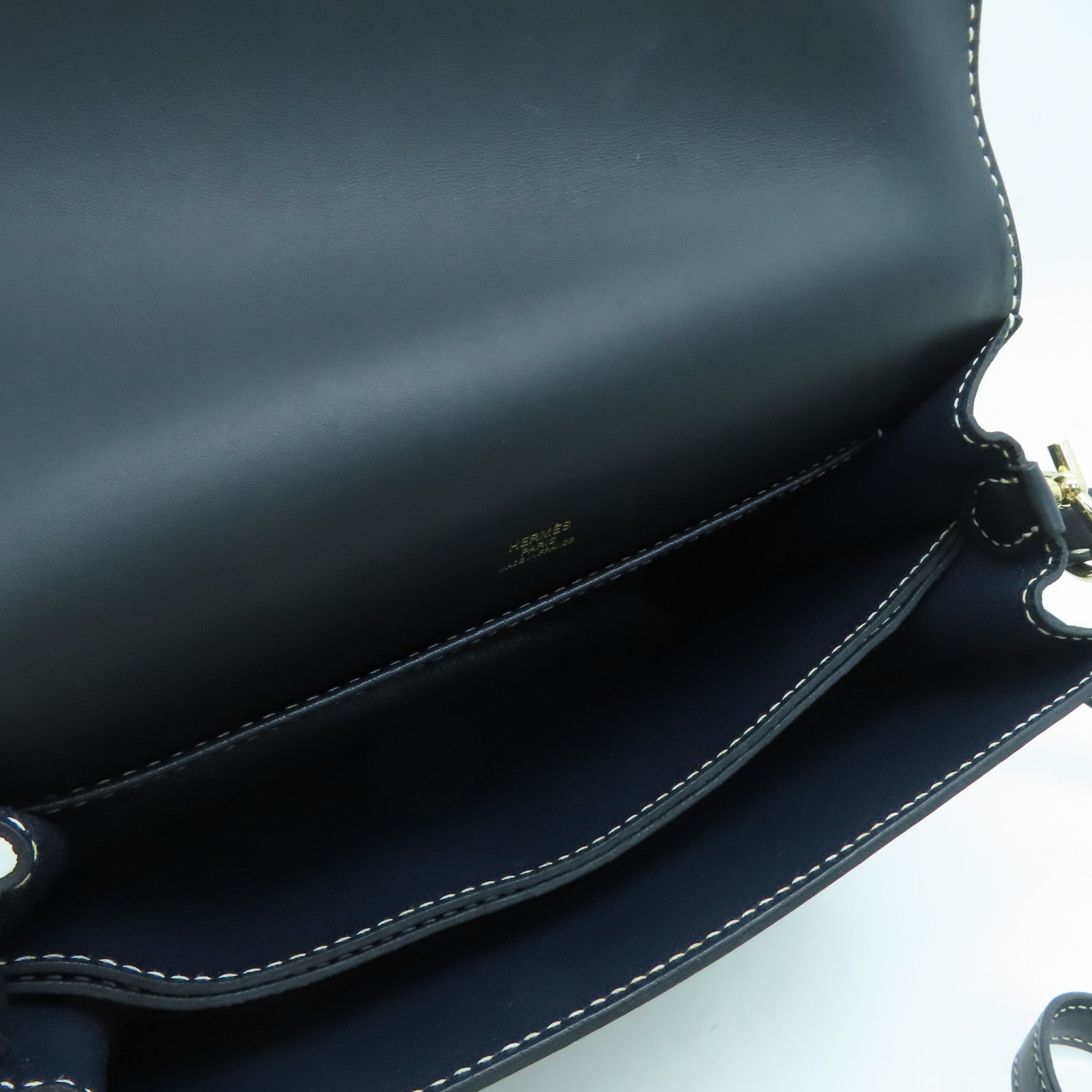 HERMES Sombrero皮革Roulis 23金扣肩背袋黑色