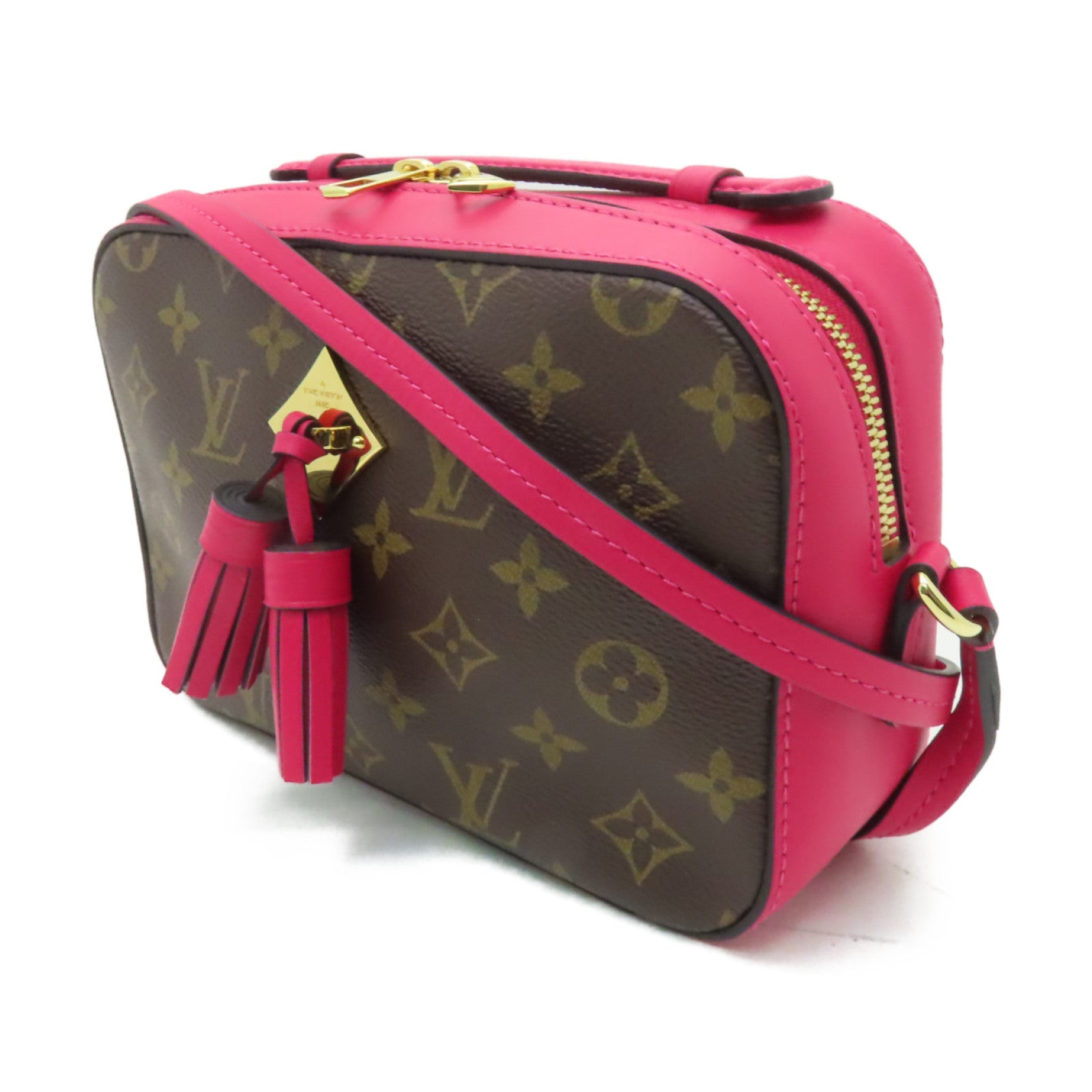 LOUIS VUITTON Monogram Saintonge金扣手挽肩背兩用袋粉紅色