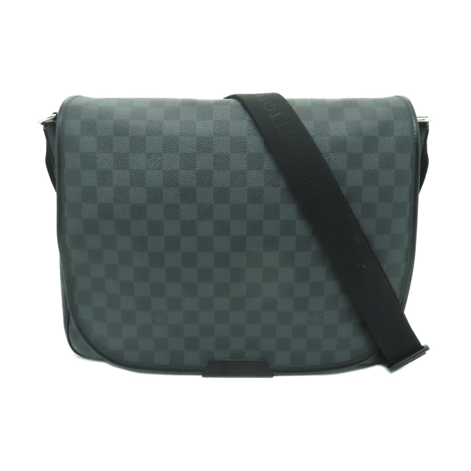 LOUIS VUITTON 【激減優惠】 Graphite Daniel MM銀扣肩背袋黑色/灰色