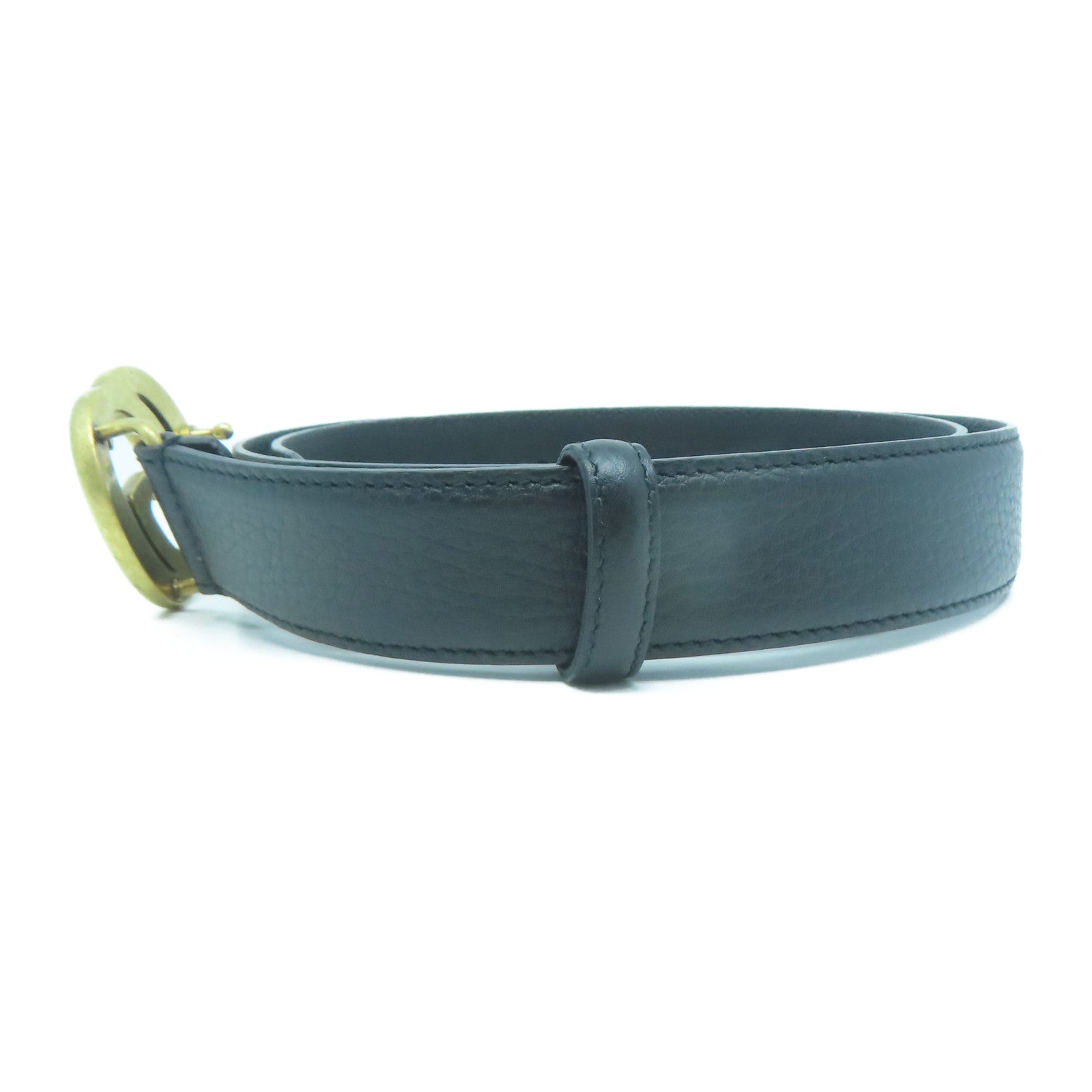 GUCCI 皮革Belt 85cm金扣皮帶黑色