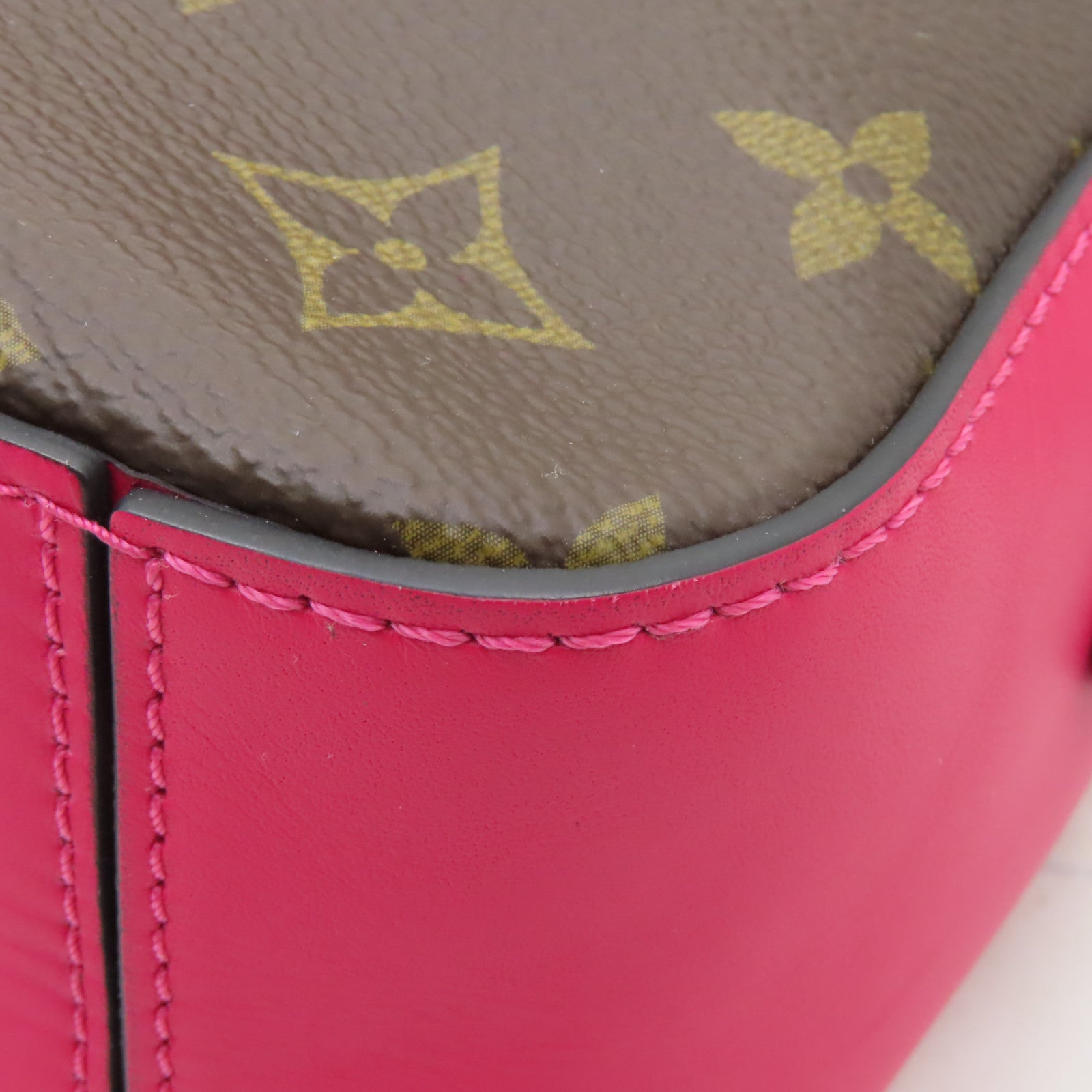 LOUIS VUITTON Monogram Saintonge金扣手挽肩背兩用袋粉紅色