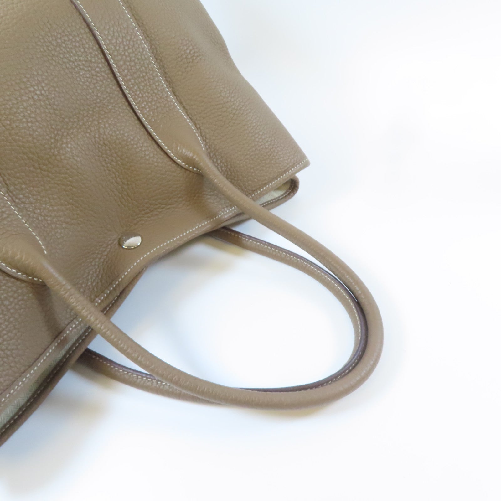 HERMES Negonda皮革Garden Party PM銀扣手挽袋大象灰色