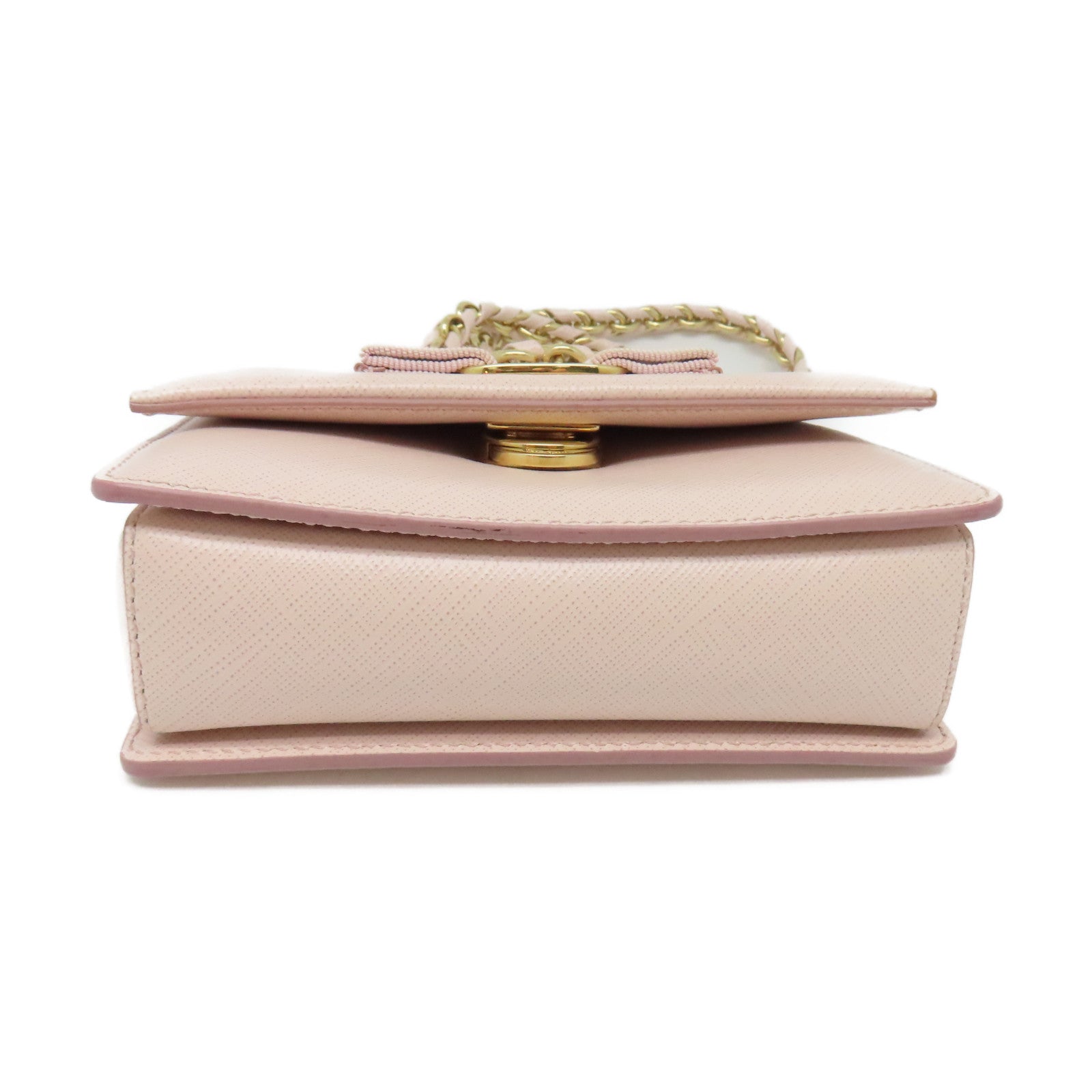 Salvatore Ferragamo 牛皮皮革Chain Shoulder金扣链带肩背袋粉红色
