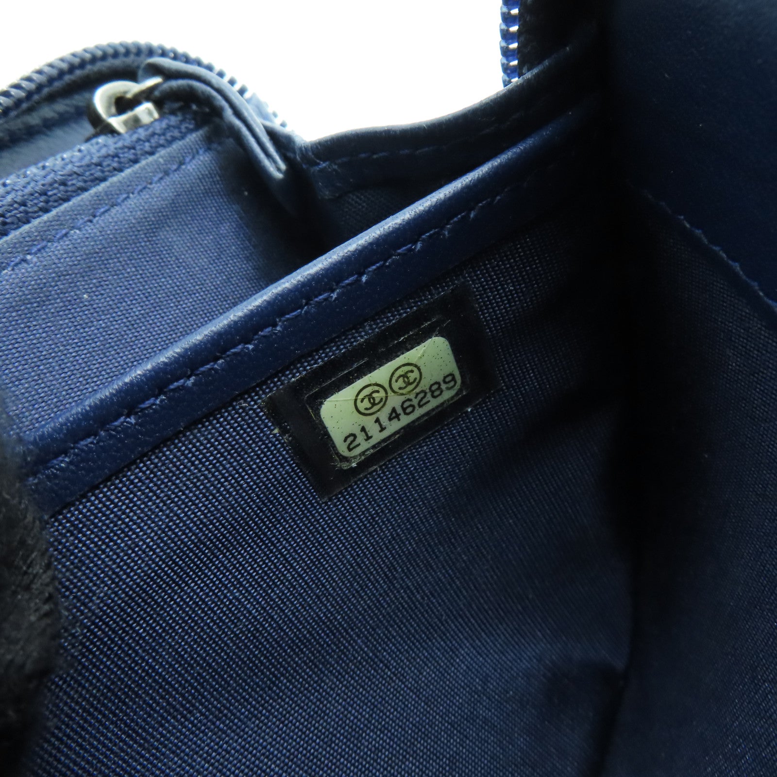 CHANEL 菱格羊皮皮革Long Wallet银扣长钱包蓝色