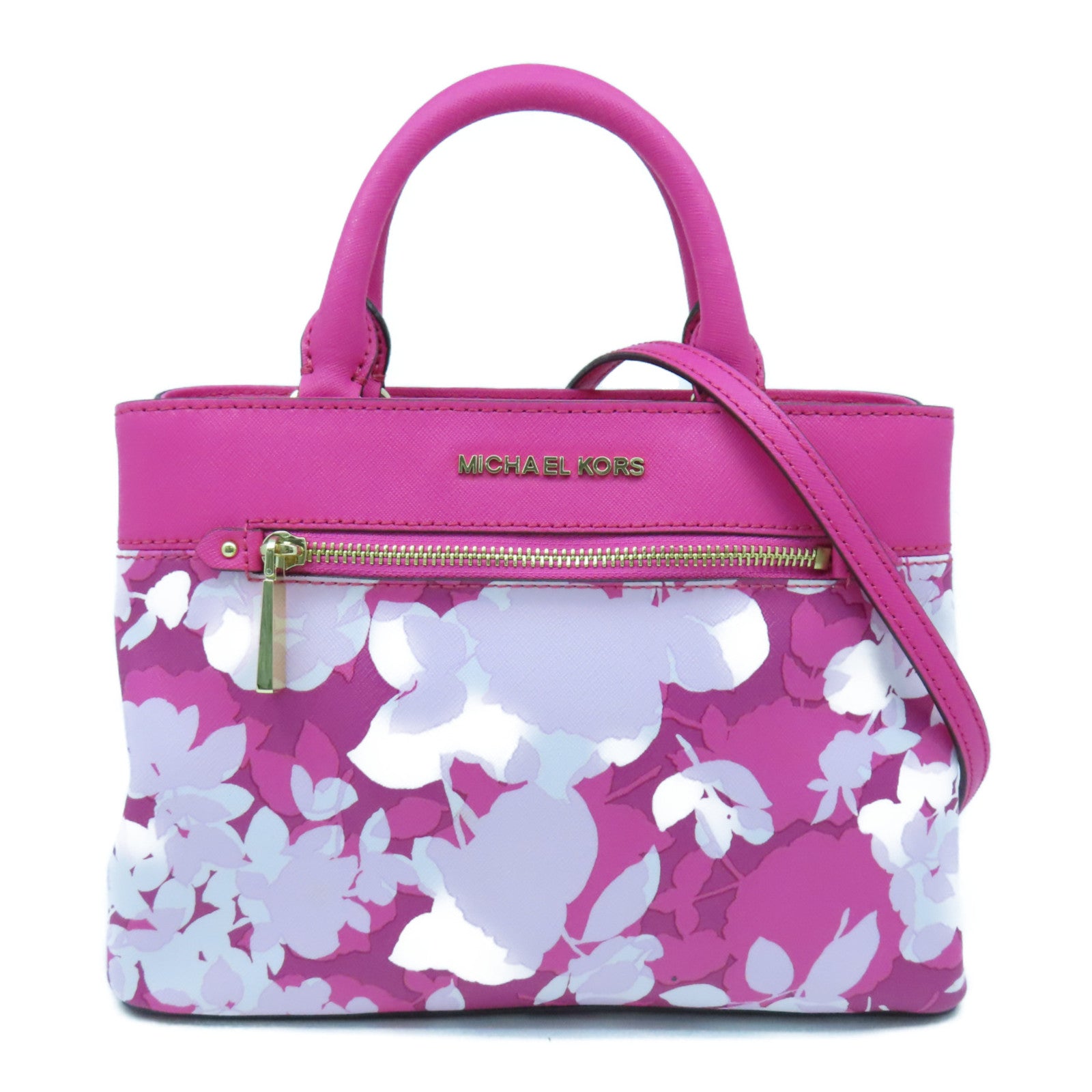 Michael Kors 塗層帆布2 Way Shoulder Bag金扣手挽肩背兩用袋粉紅色