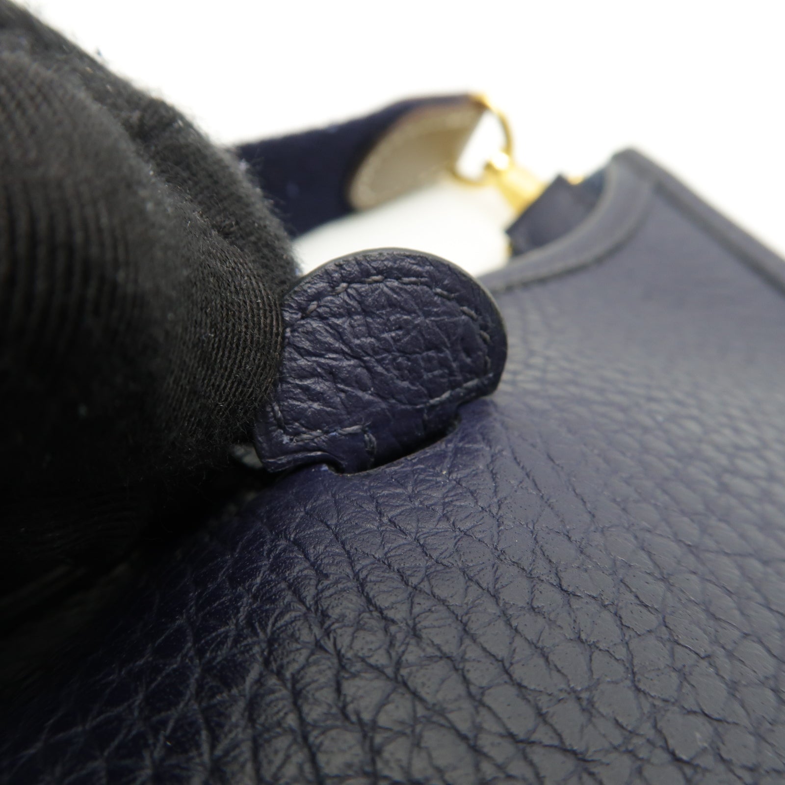 HERMES Clemence皮革Evelyne TPM金扣肩背袋深藍色