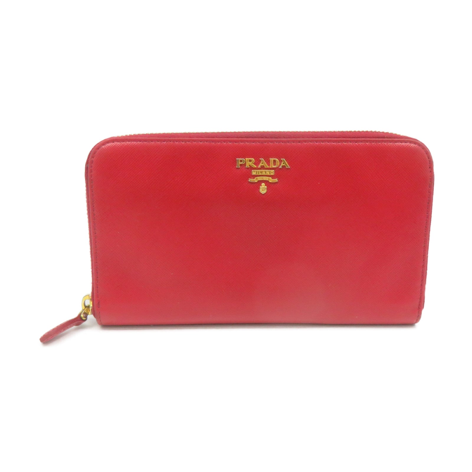 PRADA Saffiano皮革Long Zipper wallet拉链长钱包红色