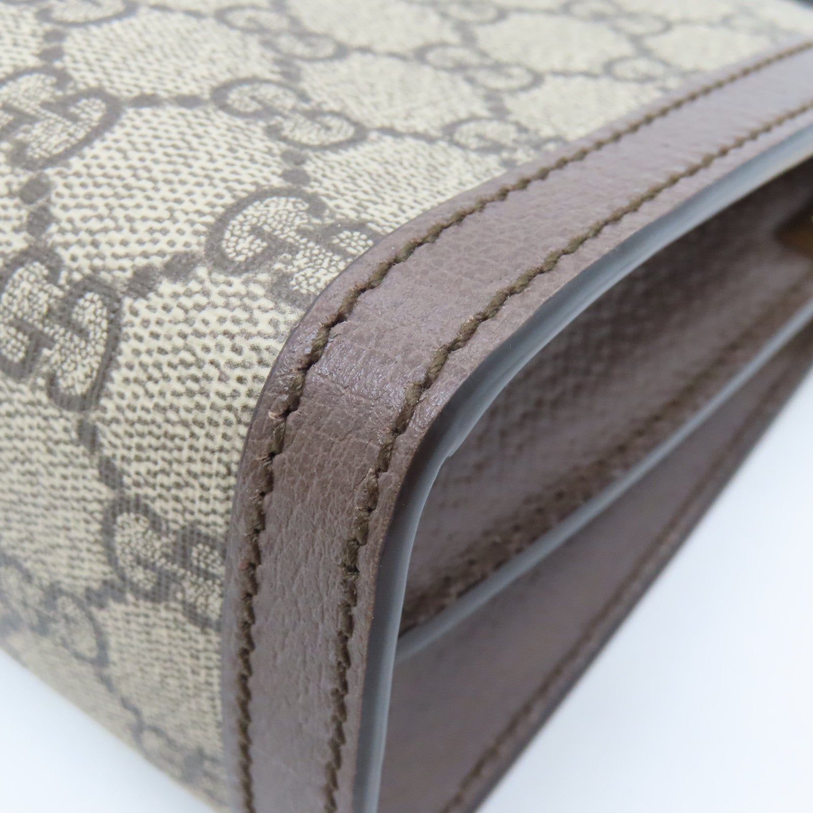 GUCCI 涂层帆布Ophidia GG金扣链带肩背袋啡色