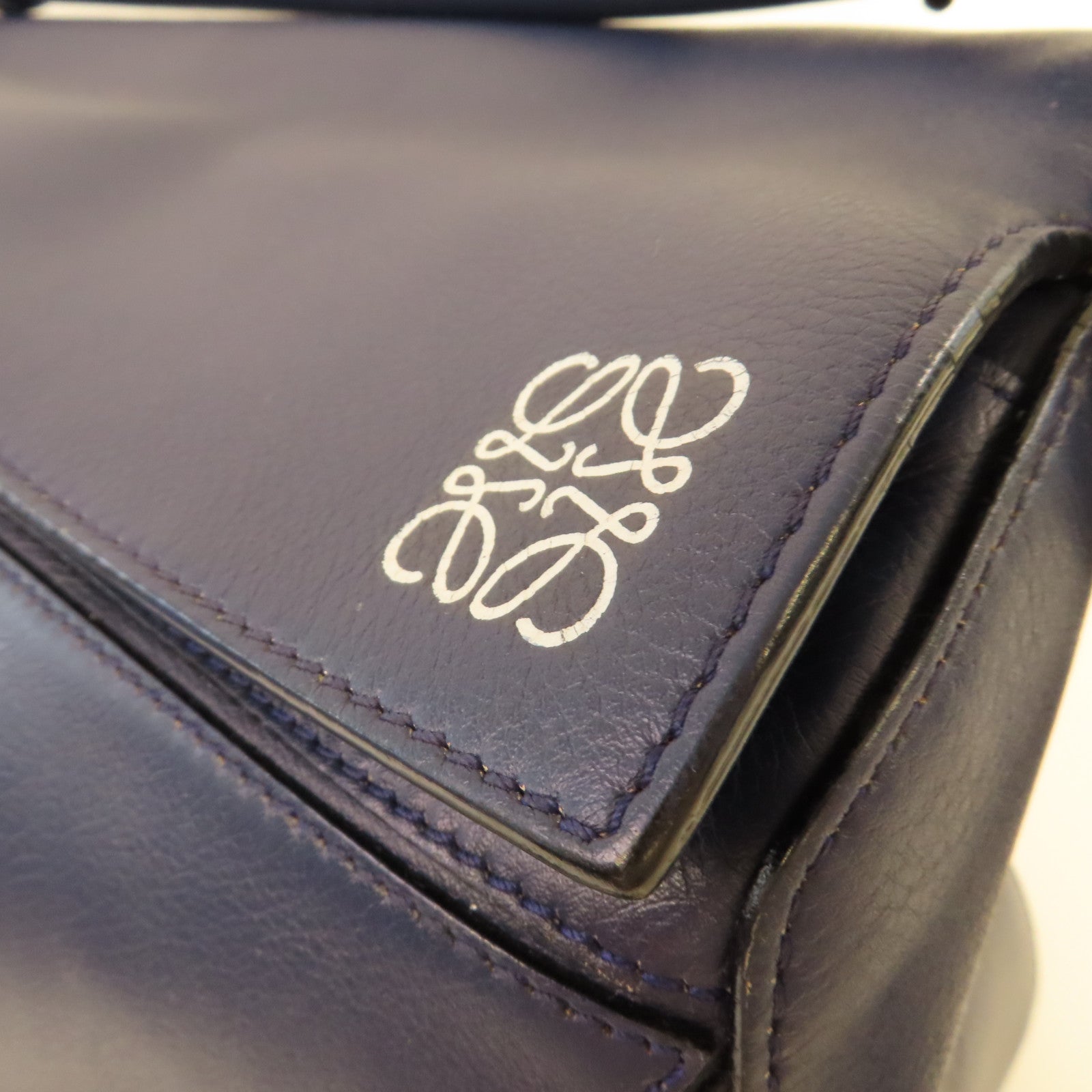 LOEWE 牛皮皮革Puzzle 2Way Shoulder Bag手挽肩背兩用袋藍色