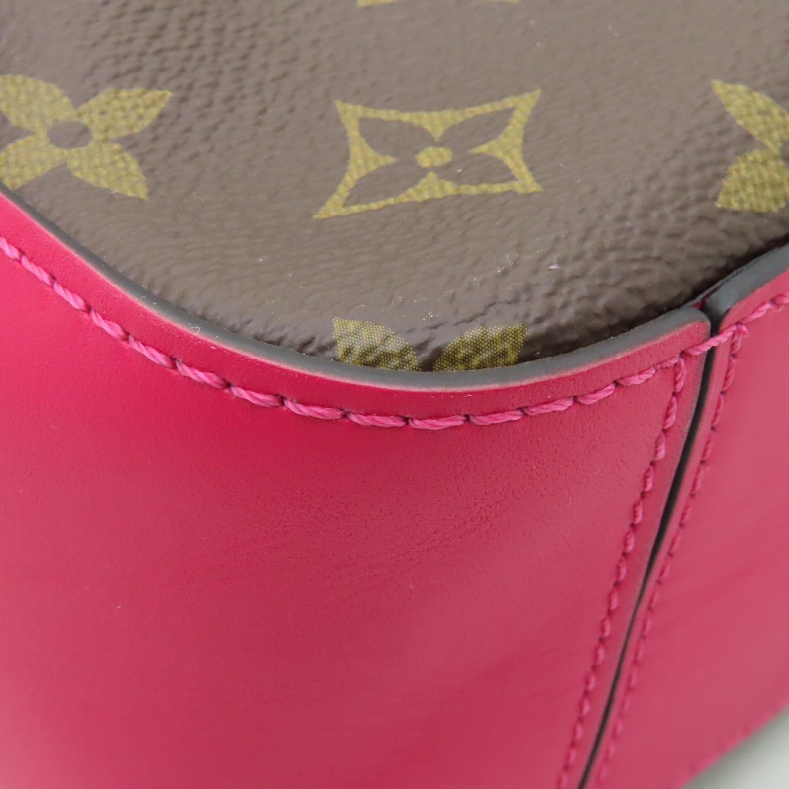 LOUIS VUITTON Monogram Saintonge金扣手挽肩背兩用袋粉紅色