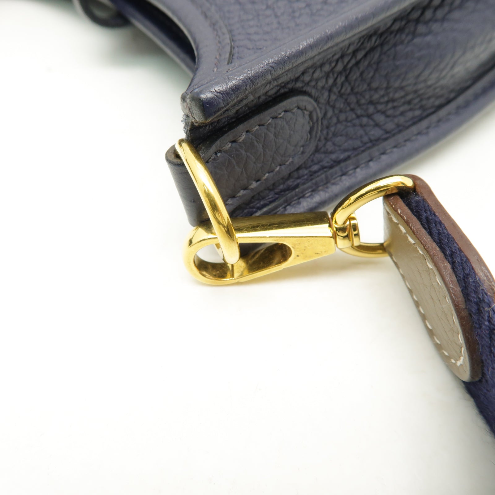 HERMES Clemence皮革Evelyne TPM金扣肩背袋深藍色