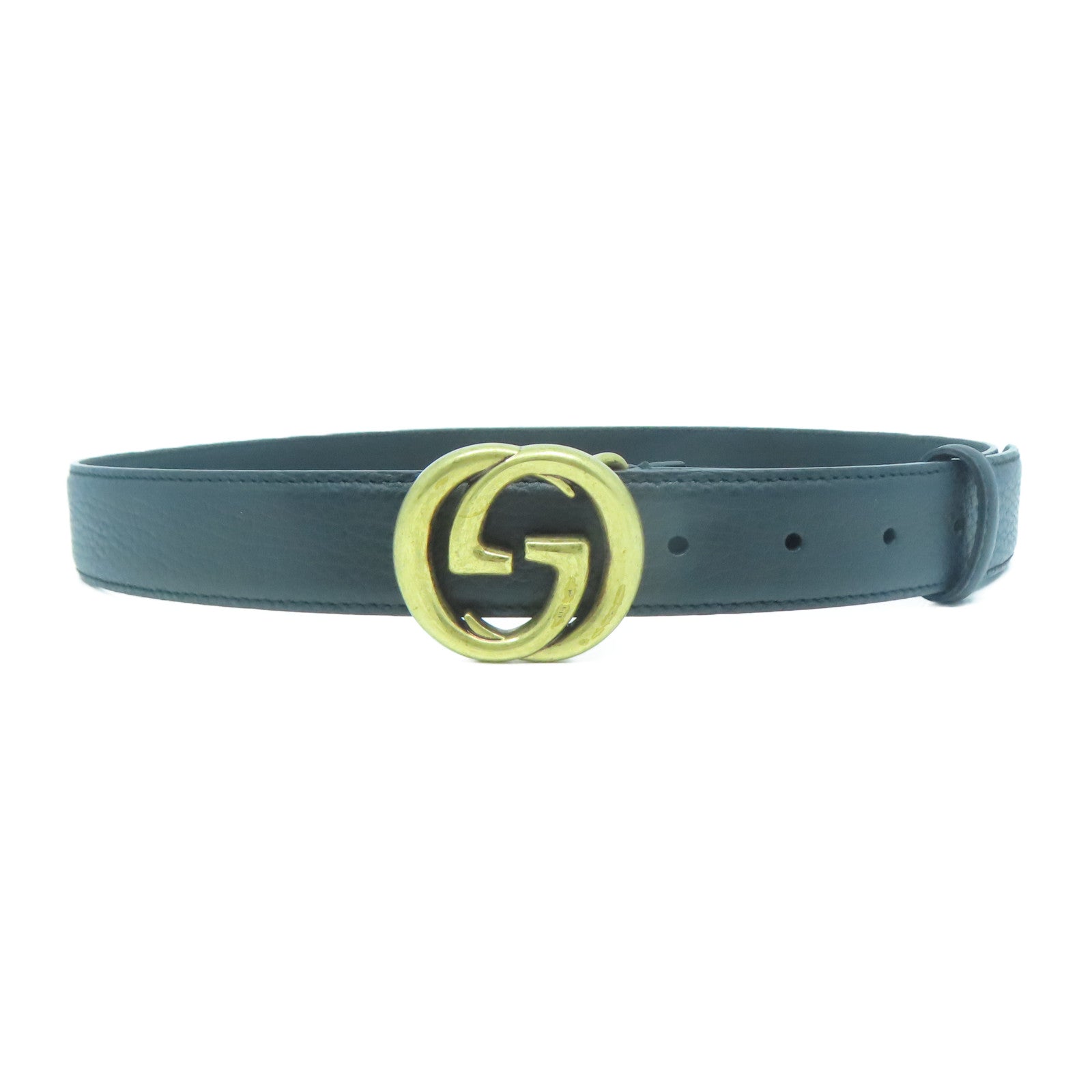 GUCCI 皮革Belt 85cm金扣皮帶黑色
