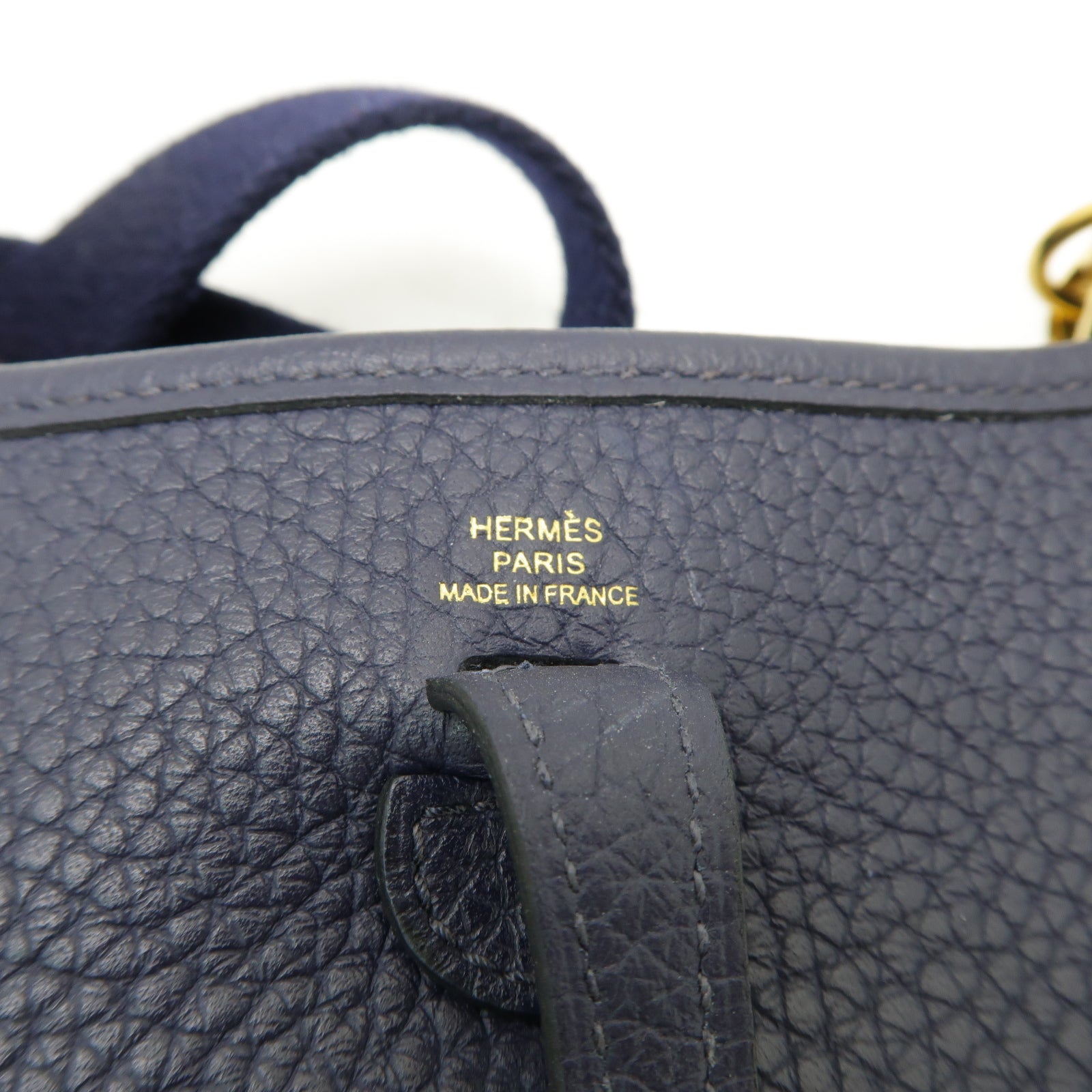 HERMES Clemence皮革Evelyne TPM金扣肩背袋深藍色