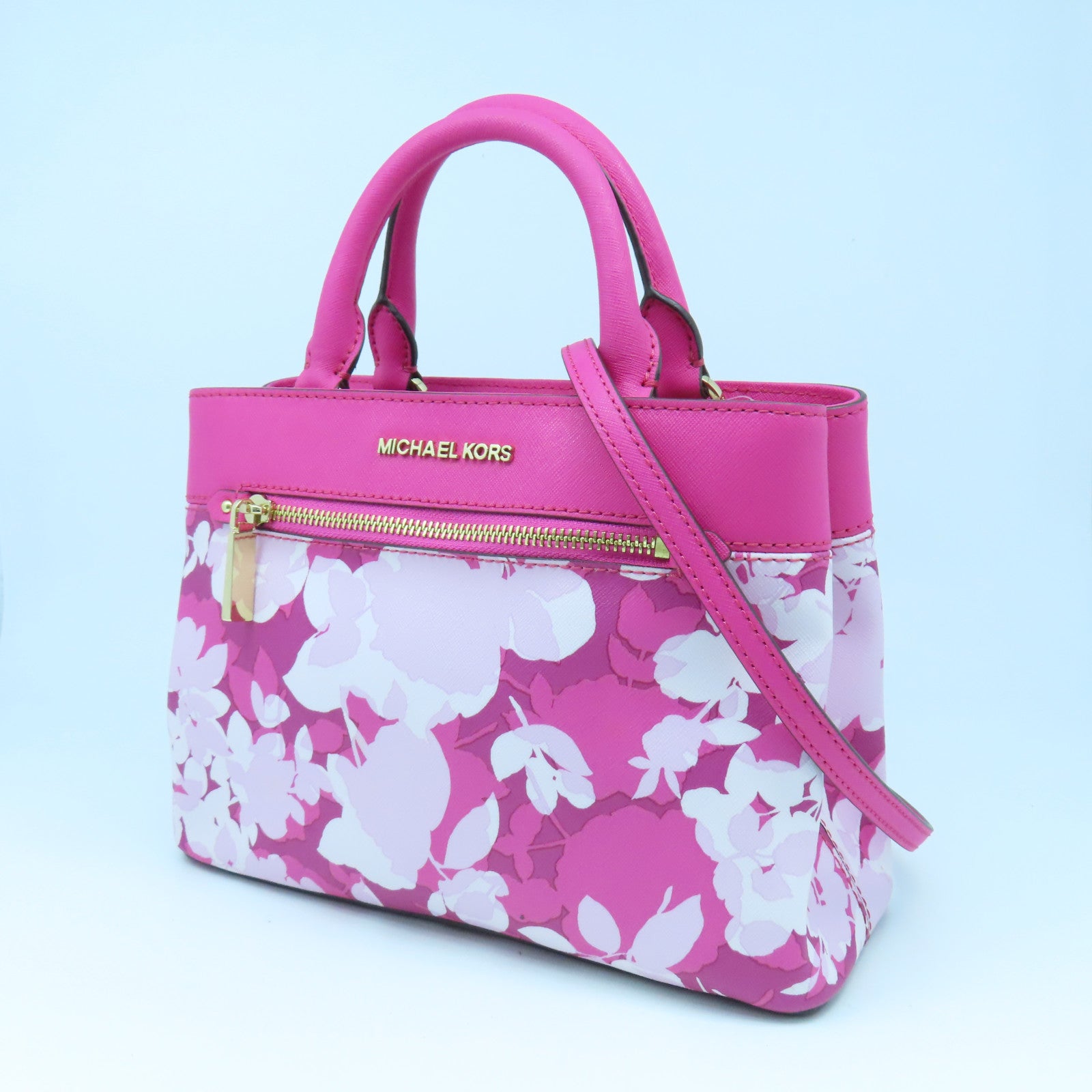 Michael Kors 塗層帆布2 Way Shoulder Bag金扣手挽肩背兩用袋粉紅色