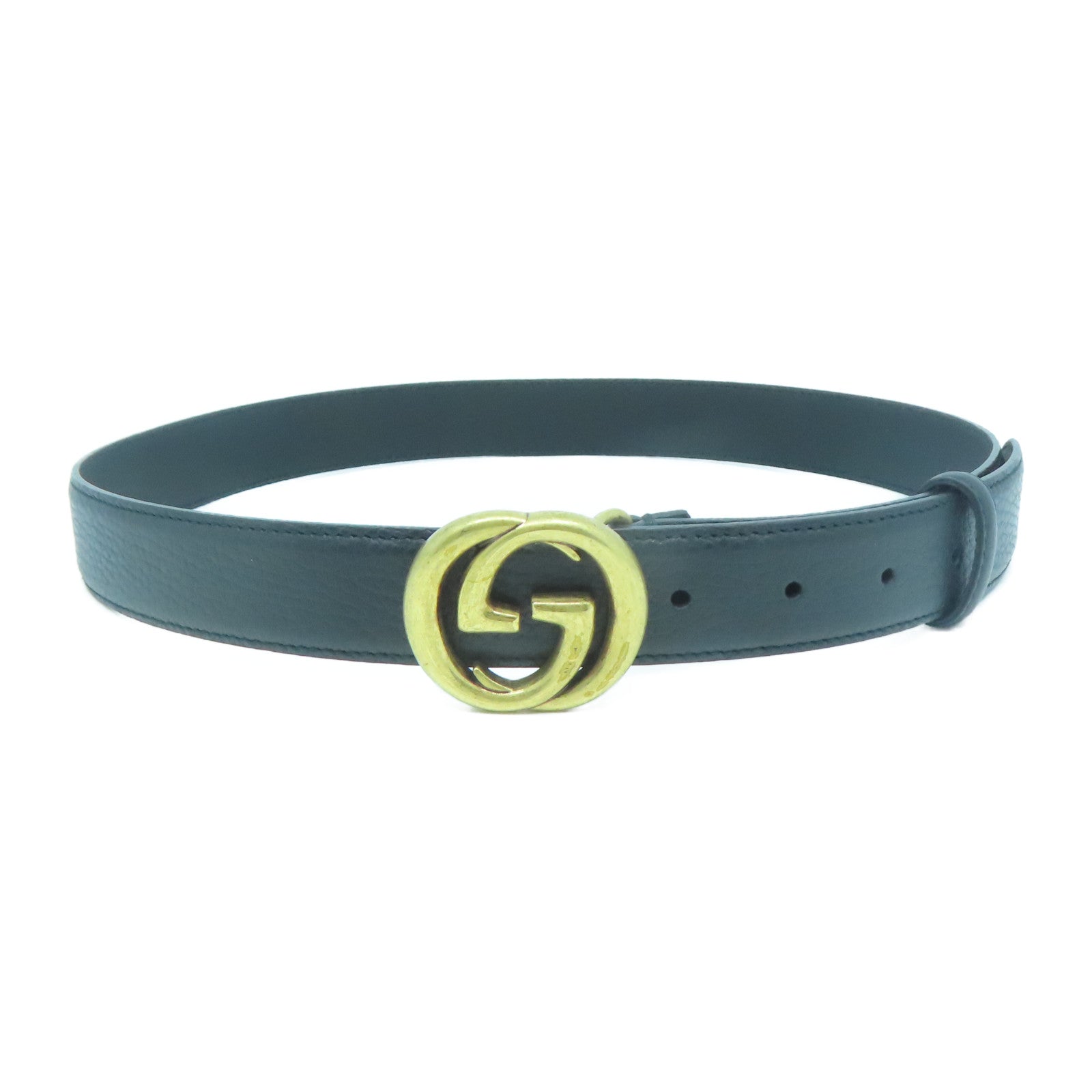 GUCCI 皮革Belt 85cm金扣皮帶黑色