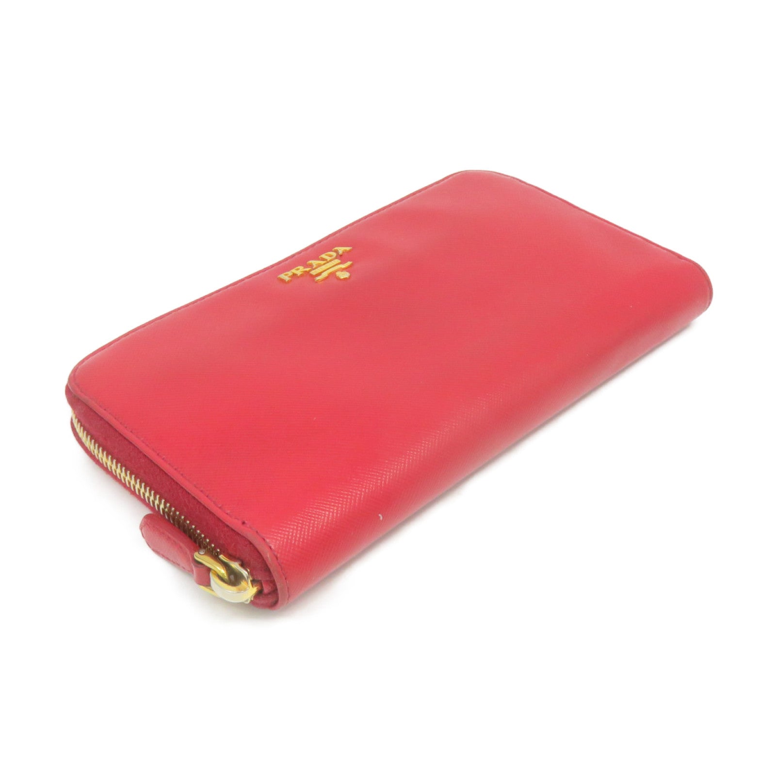 PRADA Saffiano皮革Long Zipper wallet拉链长钱包红色