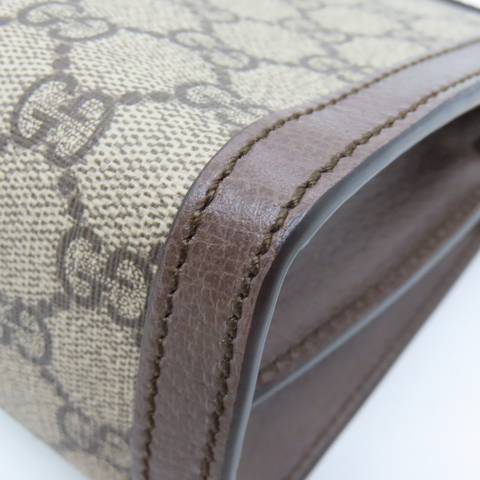 GUCCI 涂层帆布Ophidia GG金扣链带肩背袋啡色