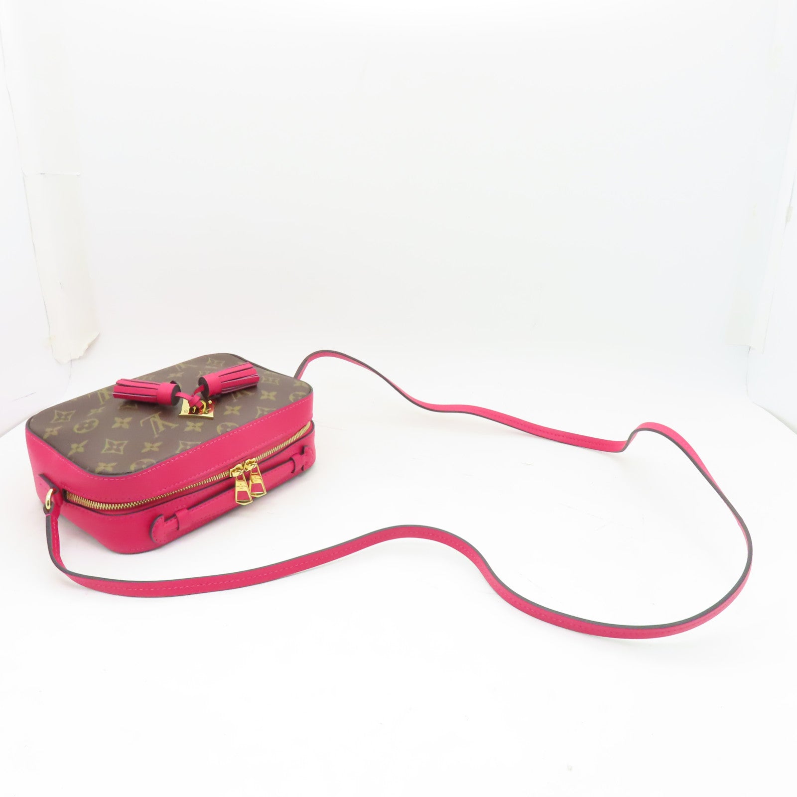 LOUIS VUITTON Monogram Saintonge金扣手挽肩背兩用袋粉紅色