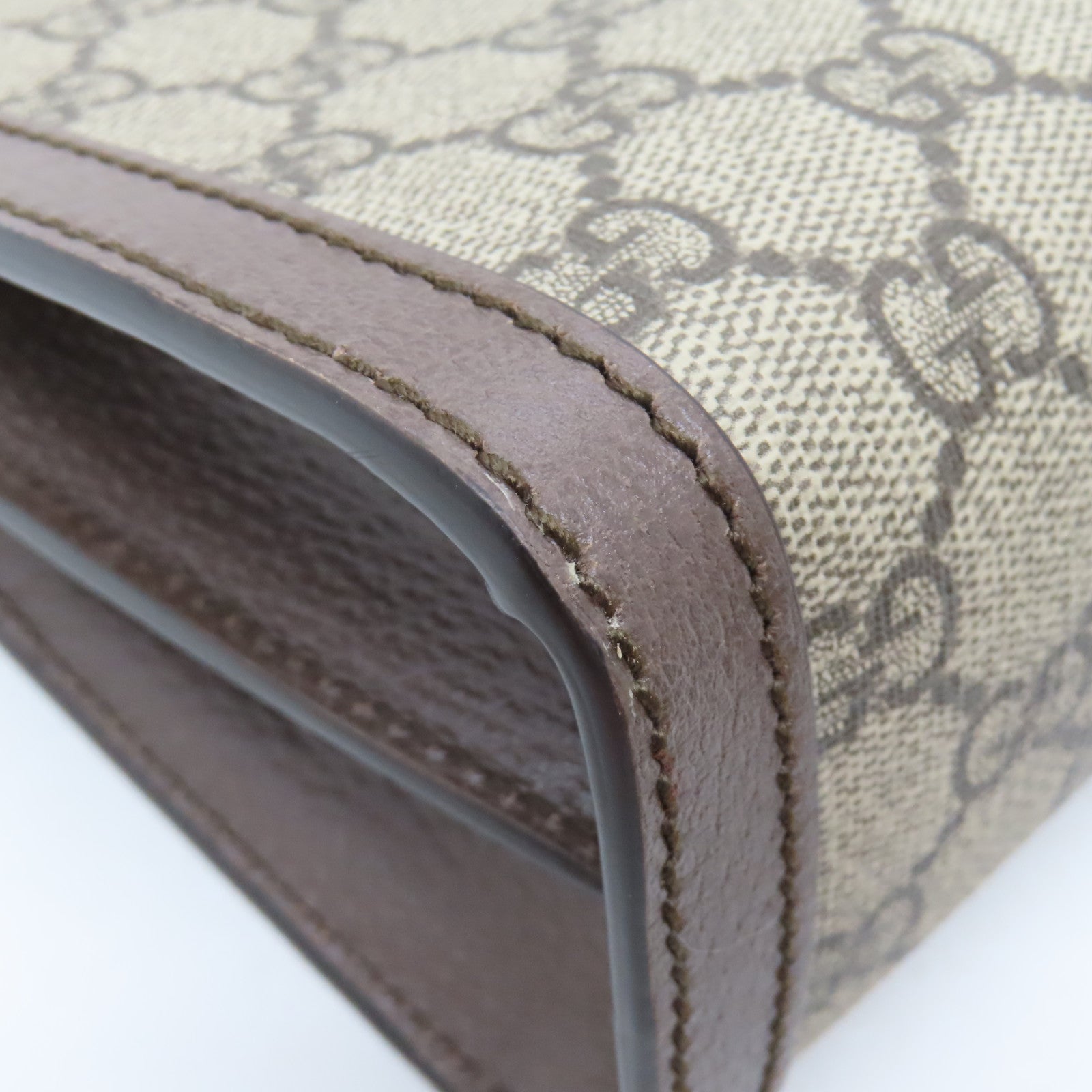 GUCCI 涂层帆布Ophidia GG金扣链带肩背袋啡色