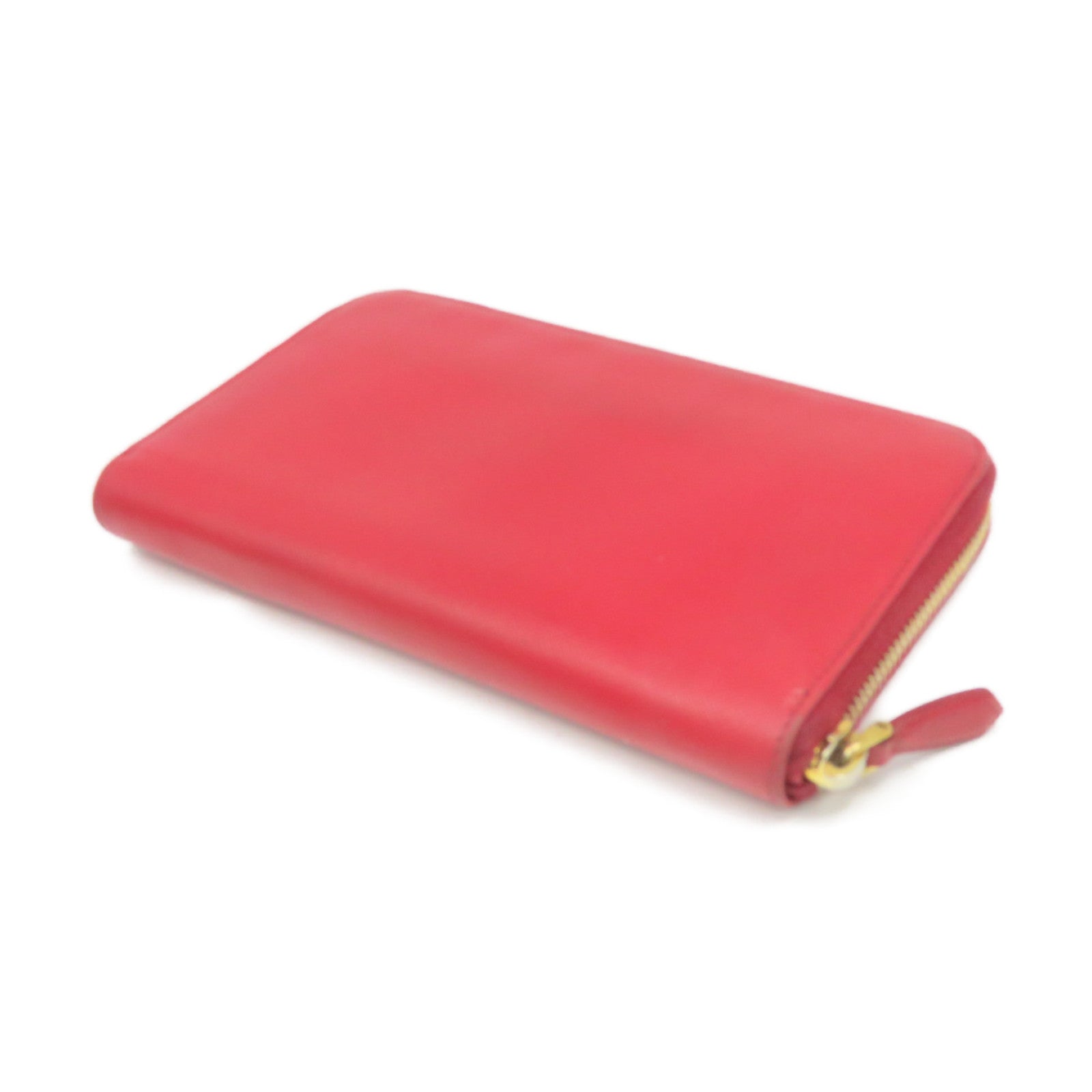 PRADA Saffiano皮革Long Zipper wallet拉链长钱包红色