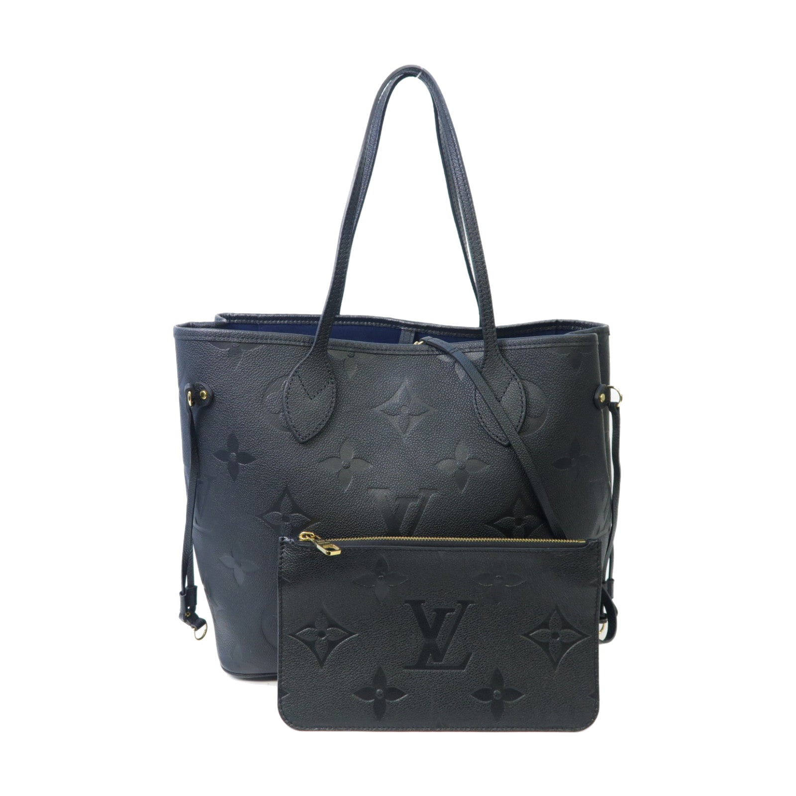 LOUIS VUITTON Monogram Empreinte Neverfull MM金扣手挽袋黒色