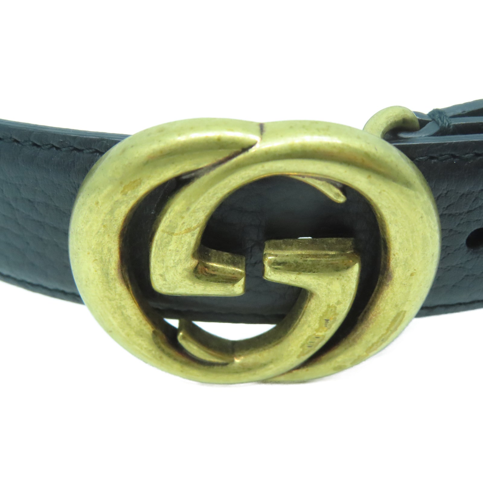 GUCCI 皮革Belt 85cm金扣皮帶黑色