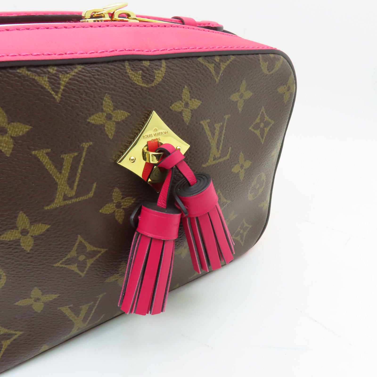 LOUIS VUITTON Monogram Saintonge金扣手挽肩背兩用袋粉紅色
