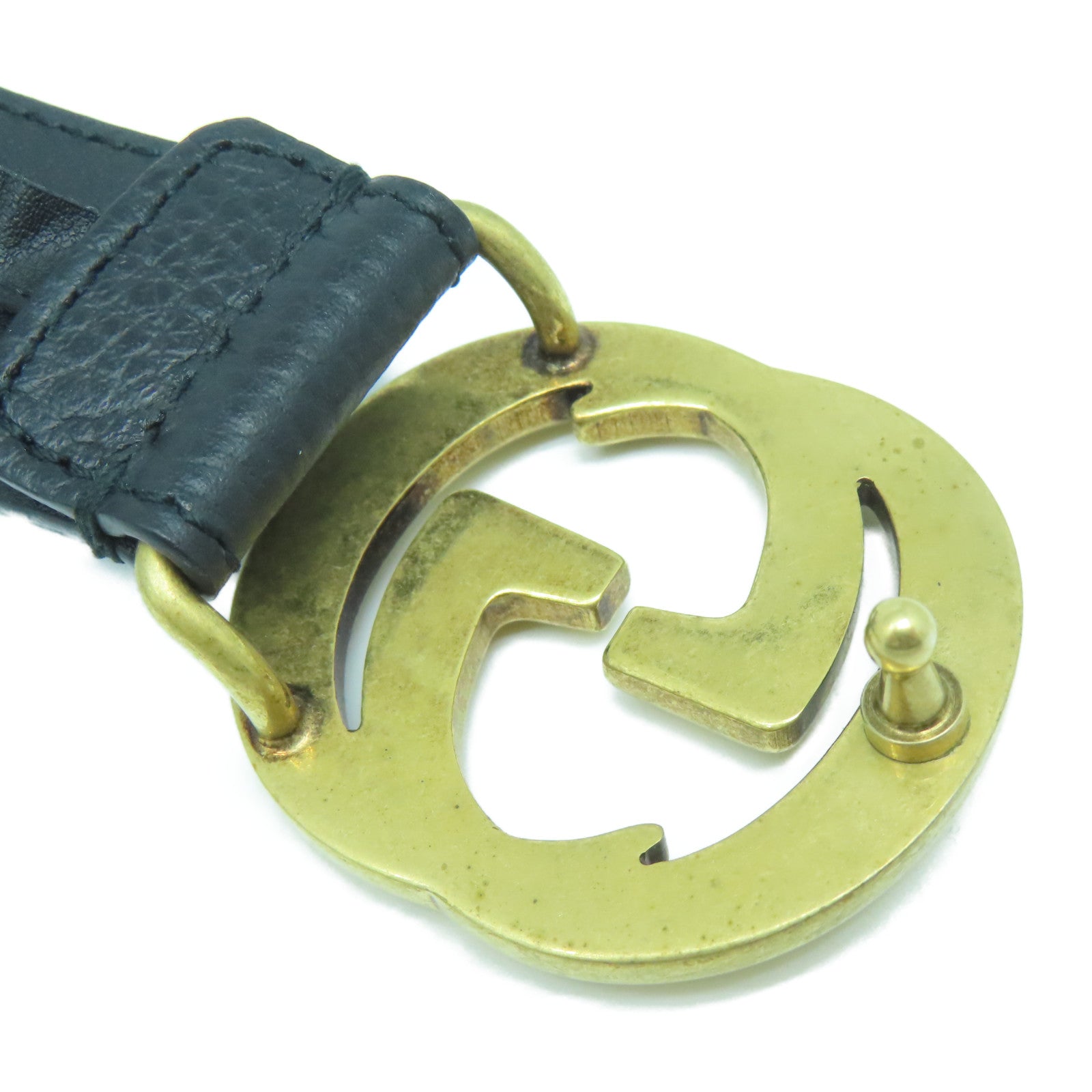 GUCCI 皮革Belt 85cm金扣皮帶黑色