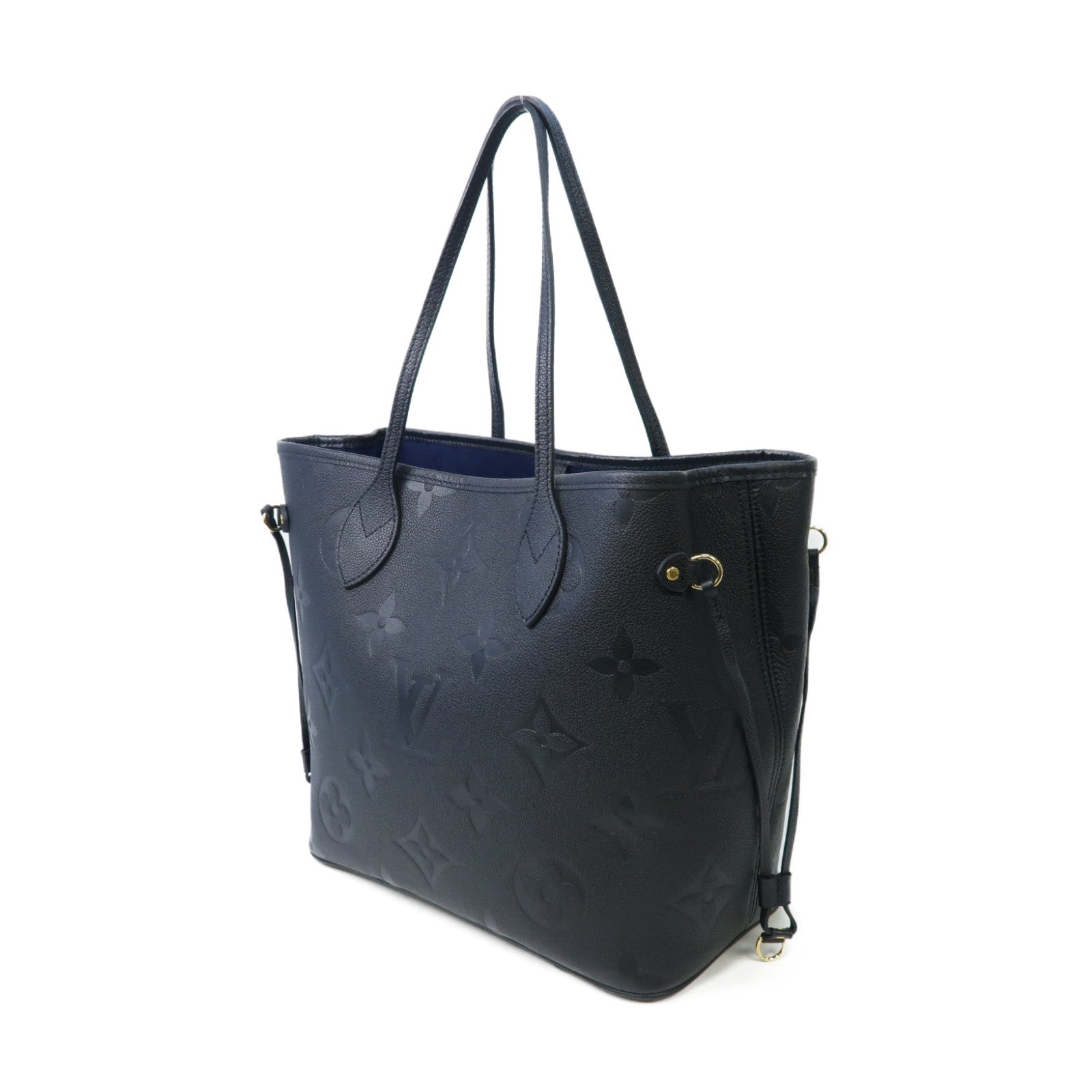 LOUIS VUITTON Monogram Empreinte Neverfull MM金扣手挽袋黒色