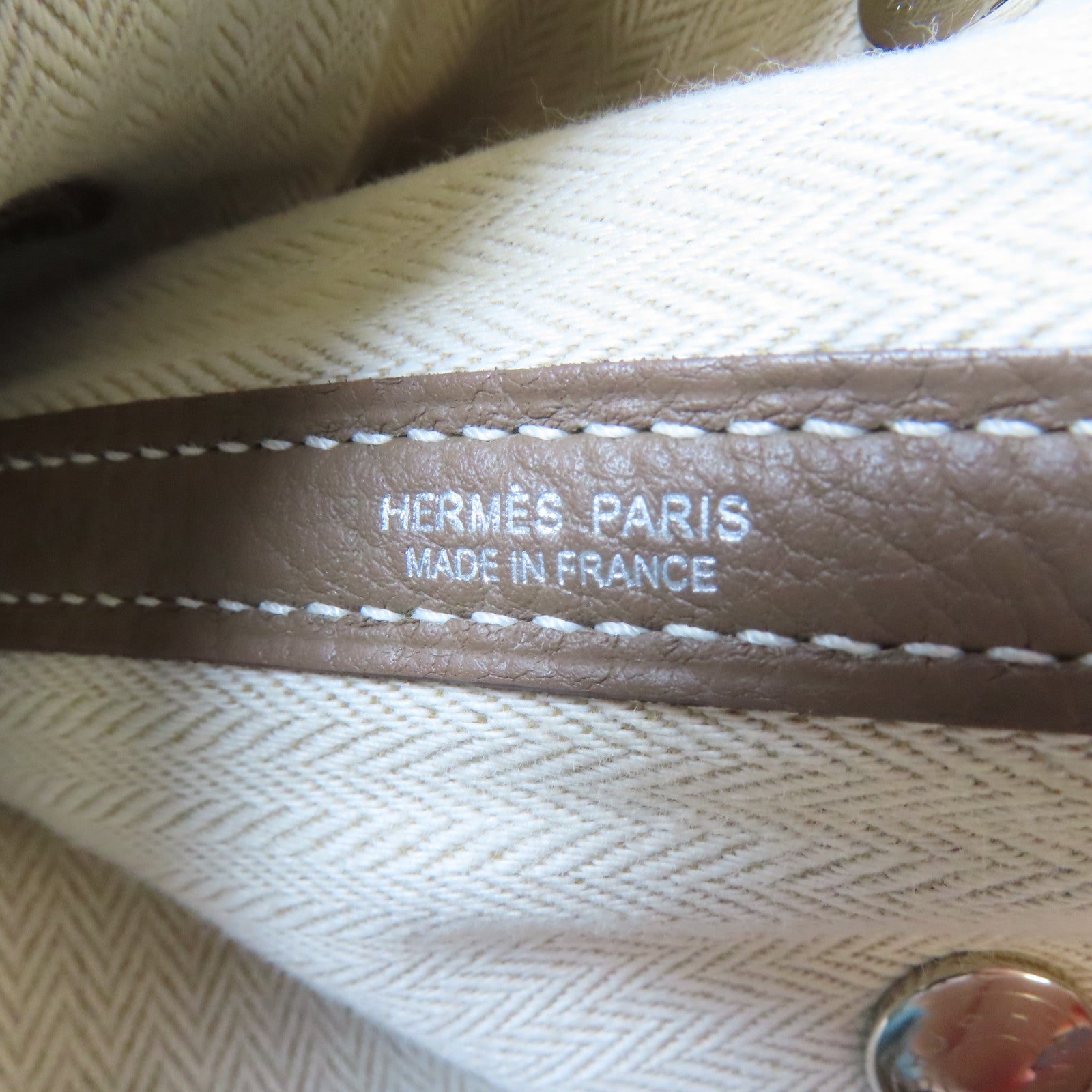 HERMES Negonda皮革Garden Party PM銀扣手挽袋大象灰色