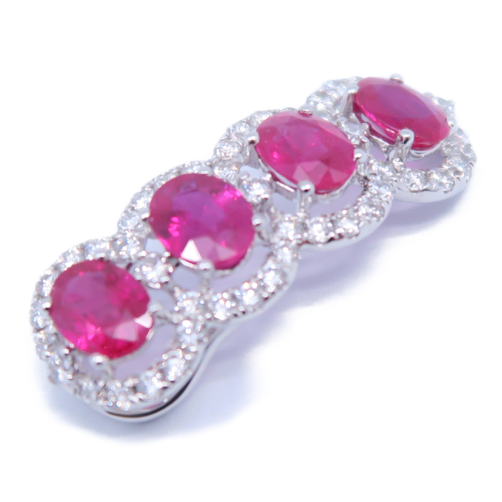 JEWELRY 18K白金Ruby Diamond Pendant 1.47ct紅寶石/0.46ct鑽石吊墜紅色/銀色