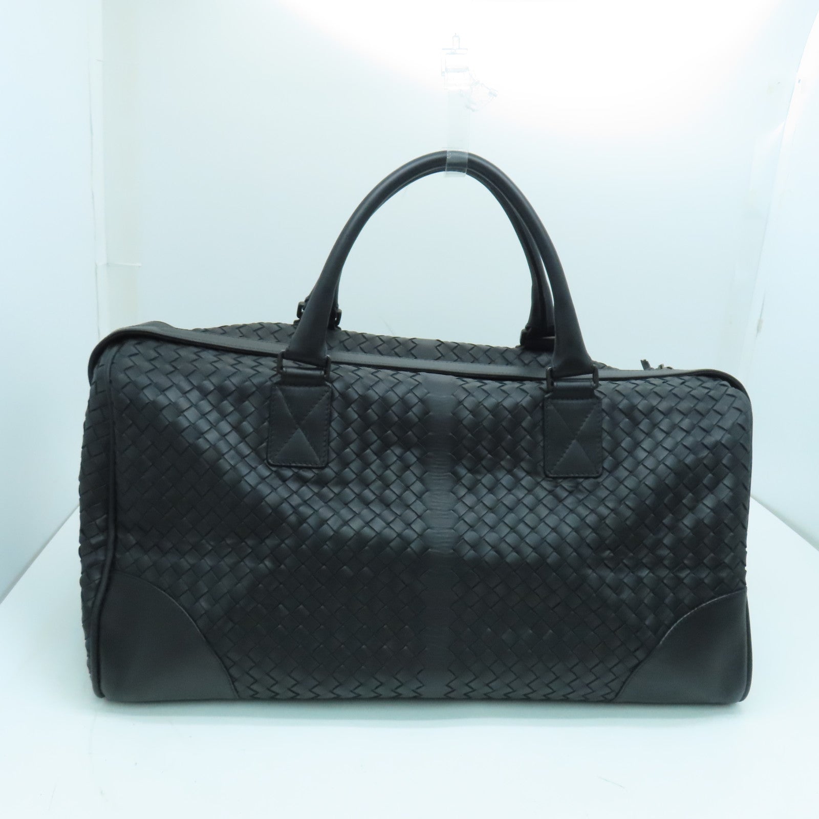 BOTTEGA VENETA Cowhide Leather Boston Bag Handle Bag Black