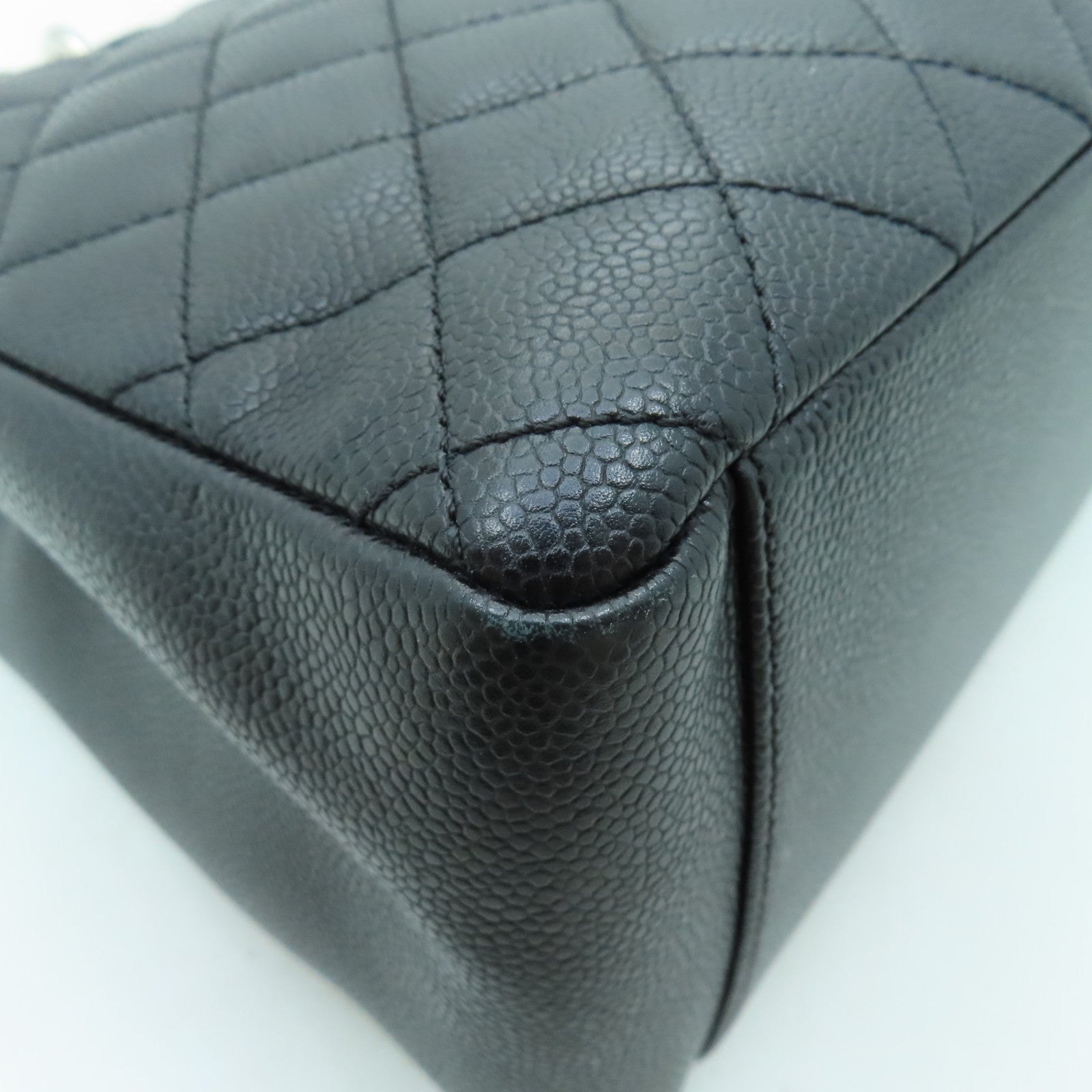 CHANEL 菱格Caviar皮革GST銀扣手挽袋黑色