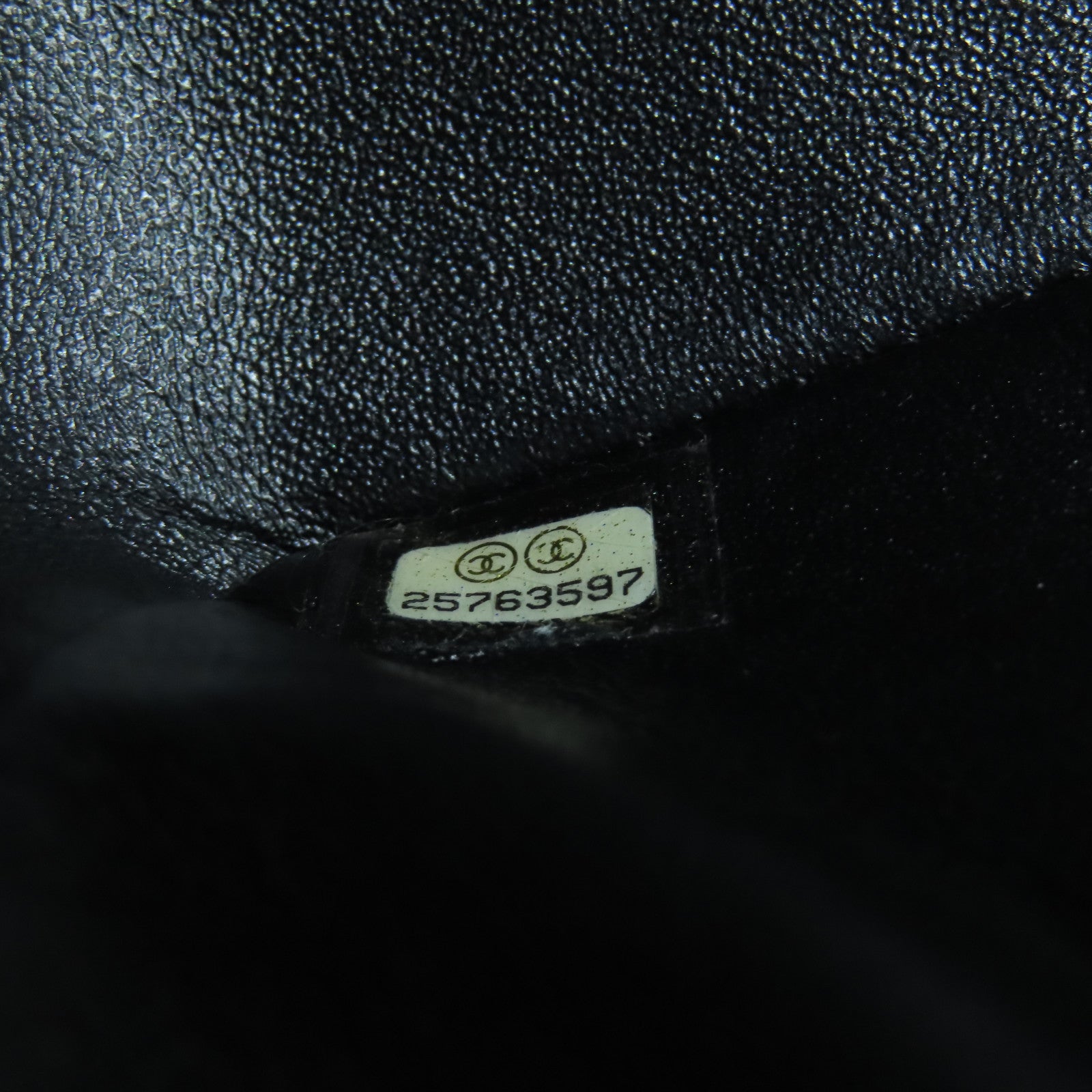 CHANEL twill patent leather Chain Shoulder Bag chain shoulder bag black