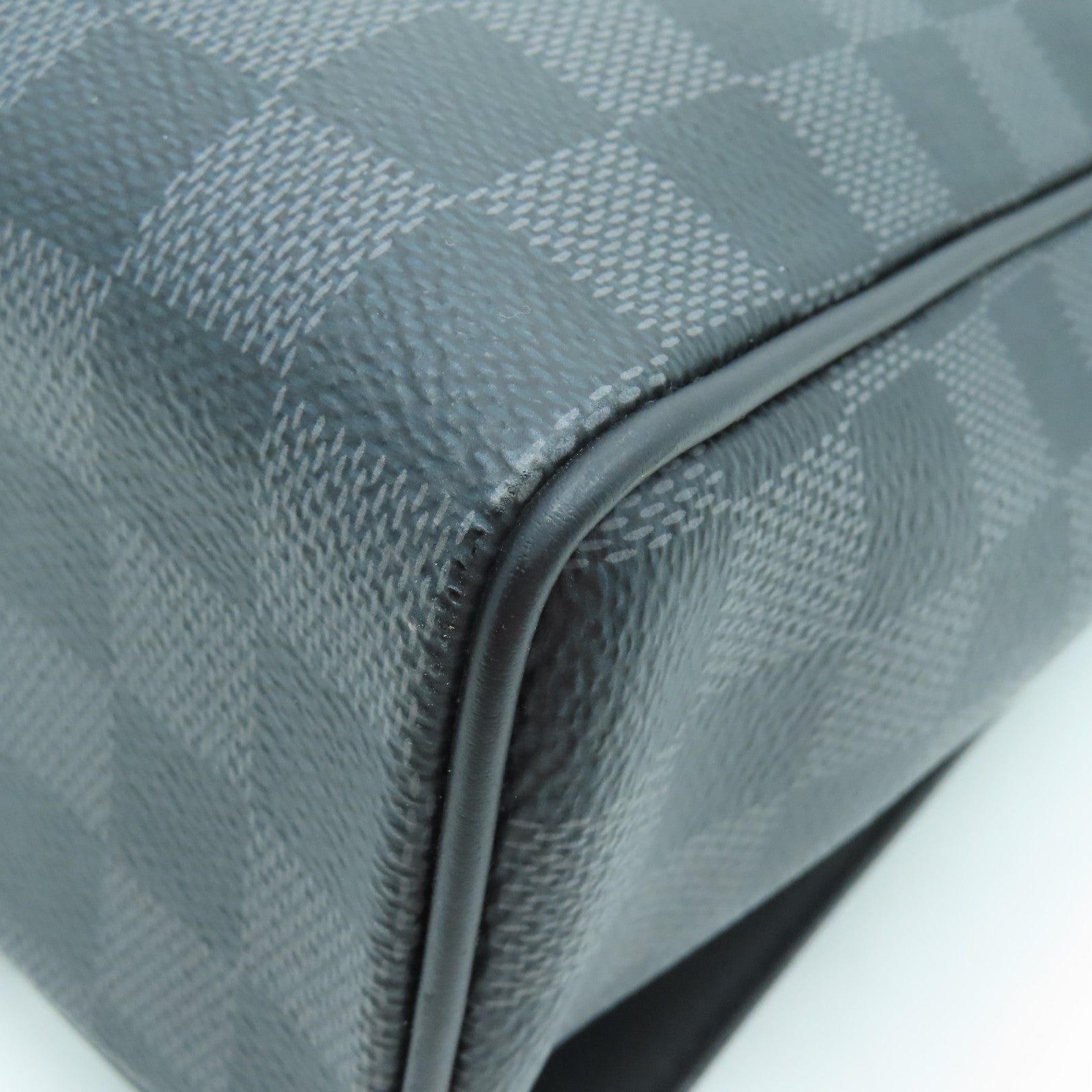 LOUIS VUITTON Damier Graphite District MM Silver Buckle Shoulder Bag Black
